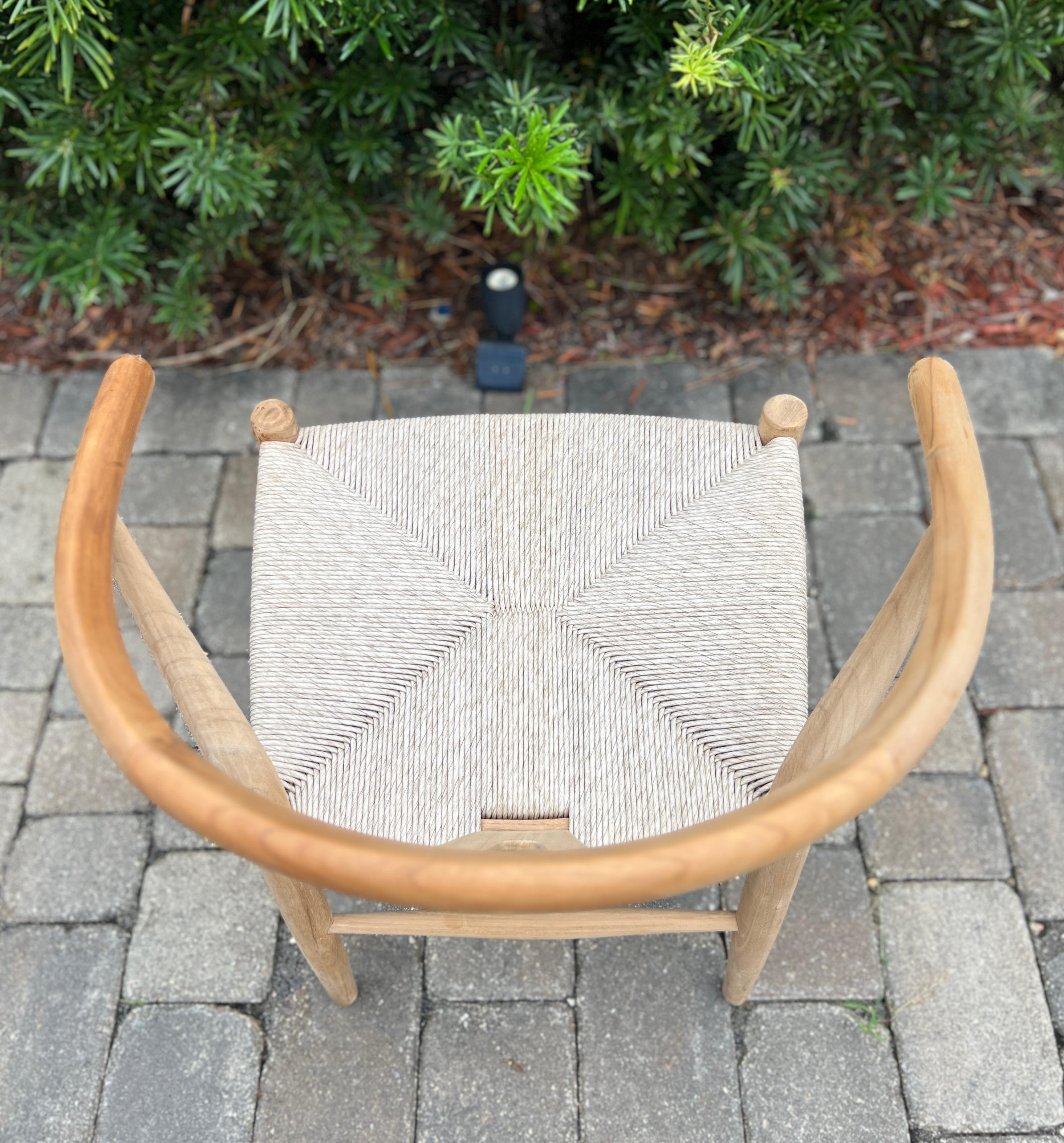 Mid-Century Modern Chair in Natural Teak Wood with Handwoven Seat, Denmark 3