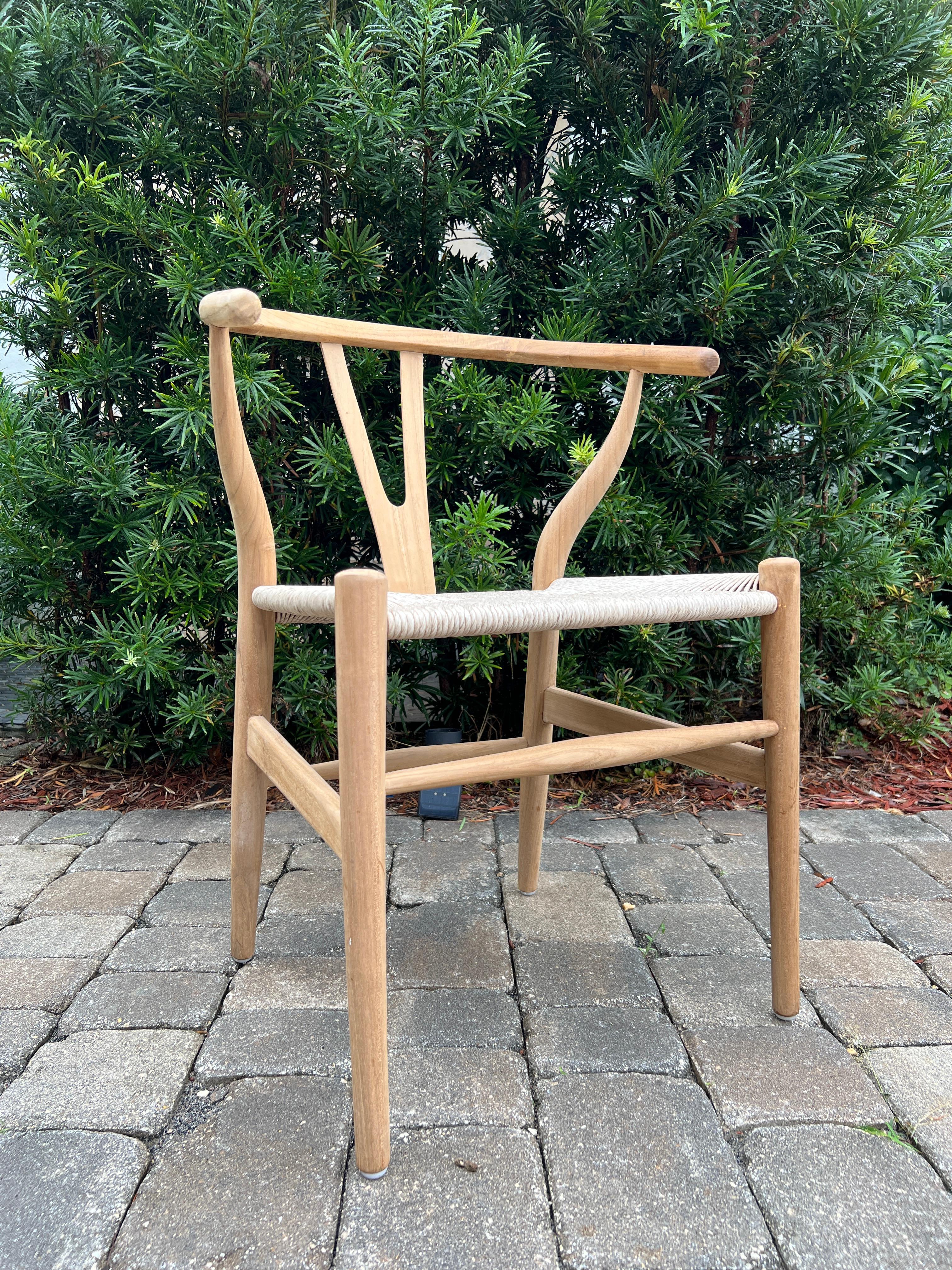 Dutch Mid-Century Modern Chair in Natural Teak Wood with Handwoven Seat, Denmark