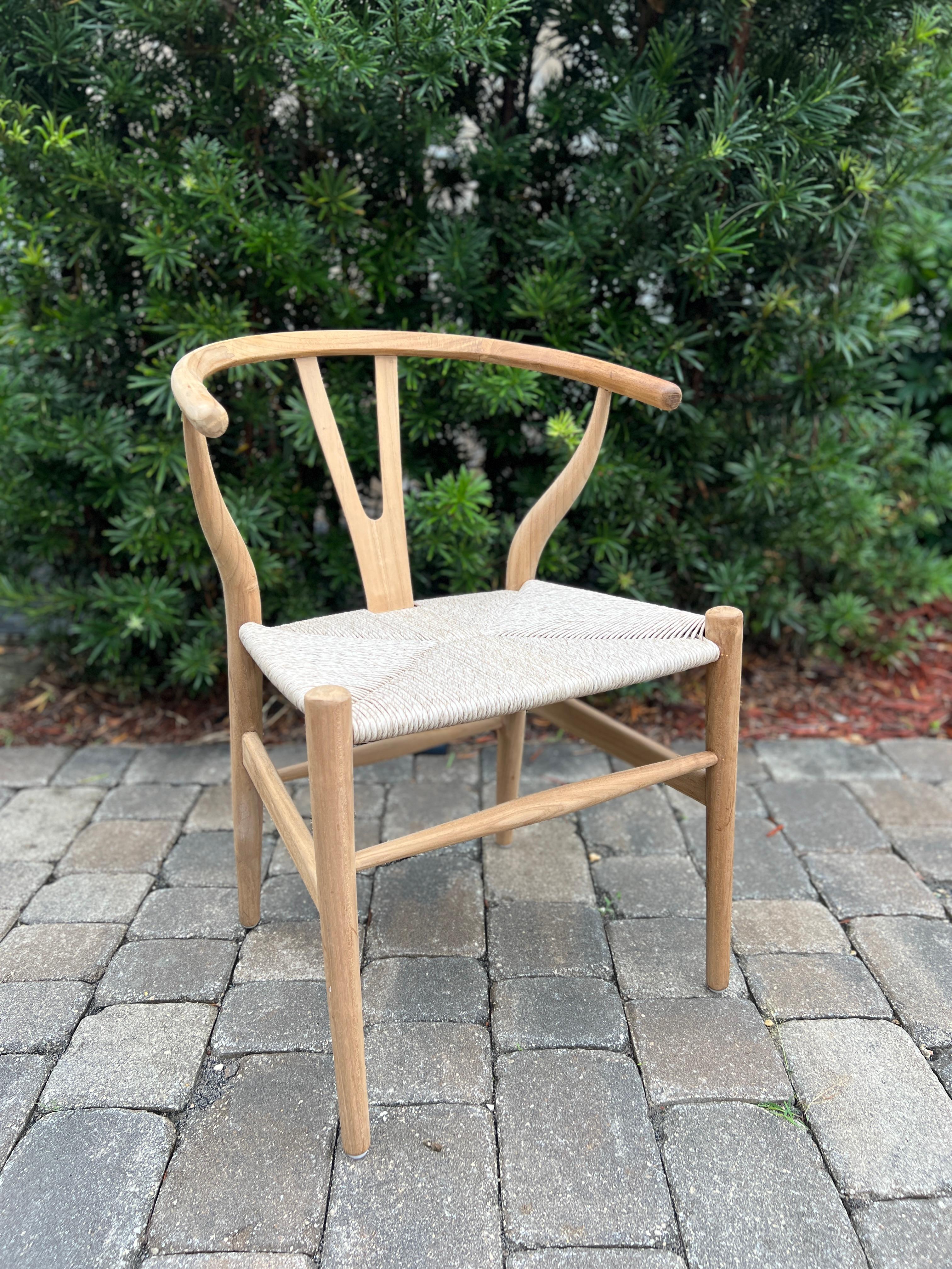 Hand-Crafted Mid-Century Modern Chair in Natural Teak Wood with Handwoven Seat, Denmark