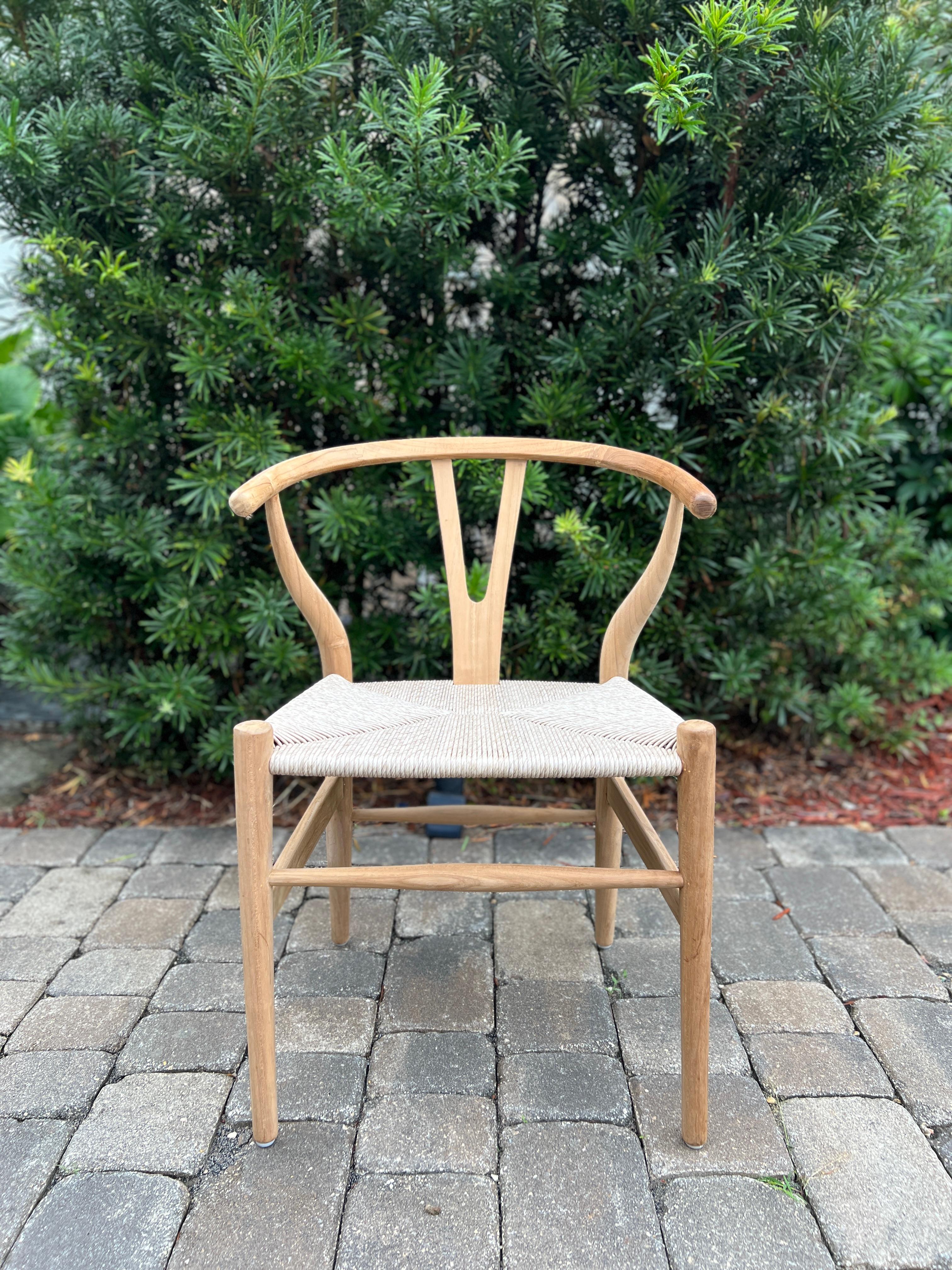 Papercord Mid-Century Modern Chair in Natural Teak Wood with Handwoven Seat, Denmark