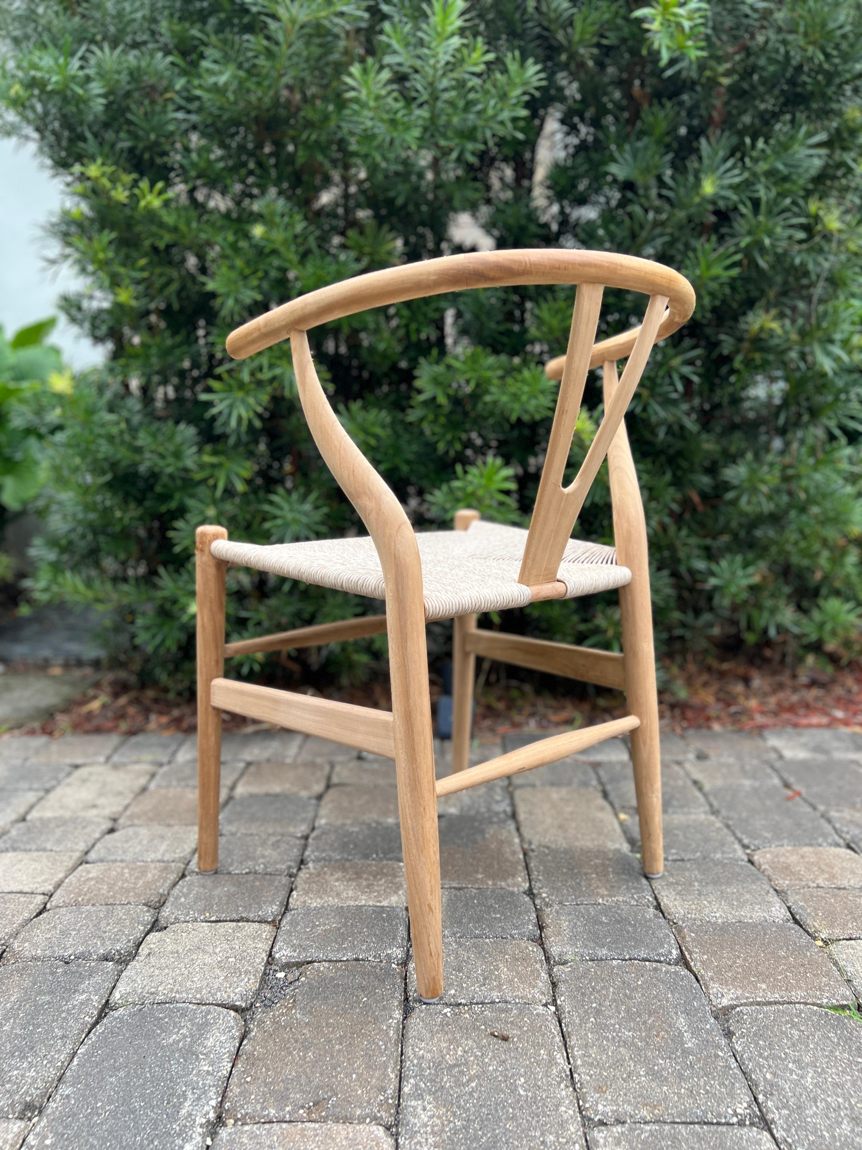 Mid-Century Modern Chair in Natural Teak Wood with Handwoven Seat, Denmark 1