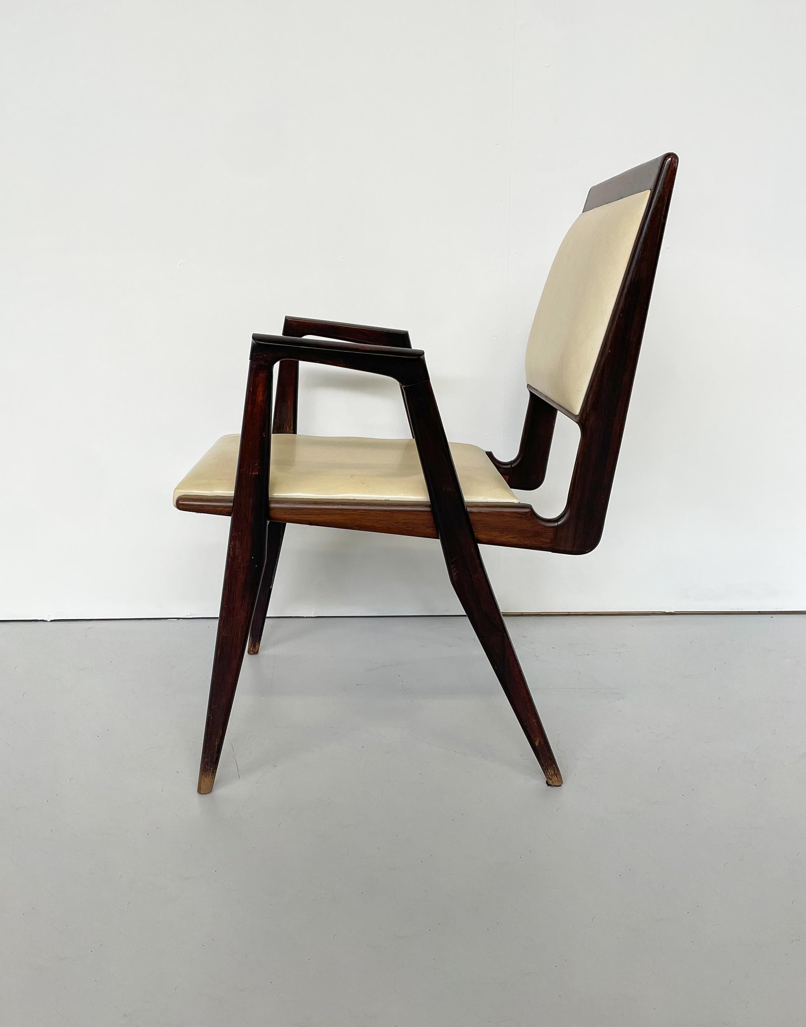 Wood Mid-Century Modern Chair in the style of Ico Parisi, Italy, 1950s