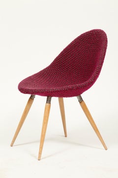 Mid-Century Modern Chair of M. Navratil in Original Violet Upholstery, 1960s