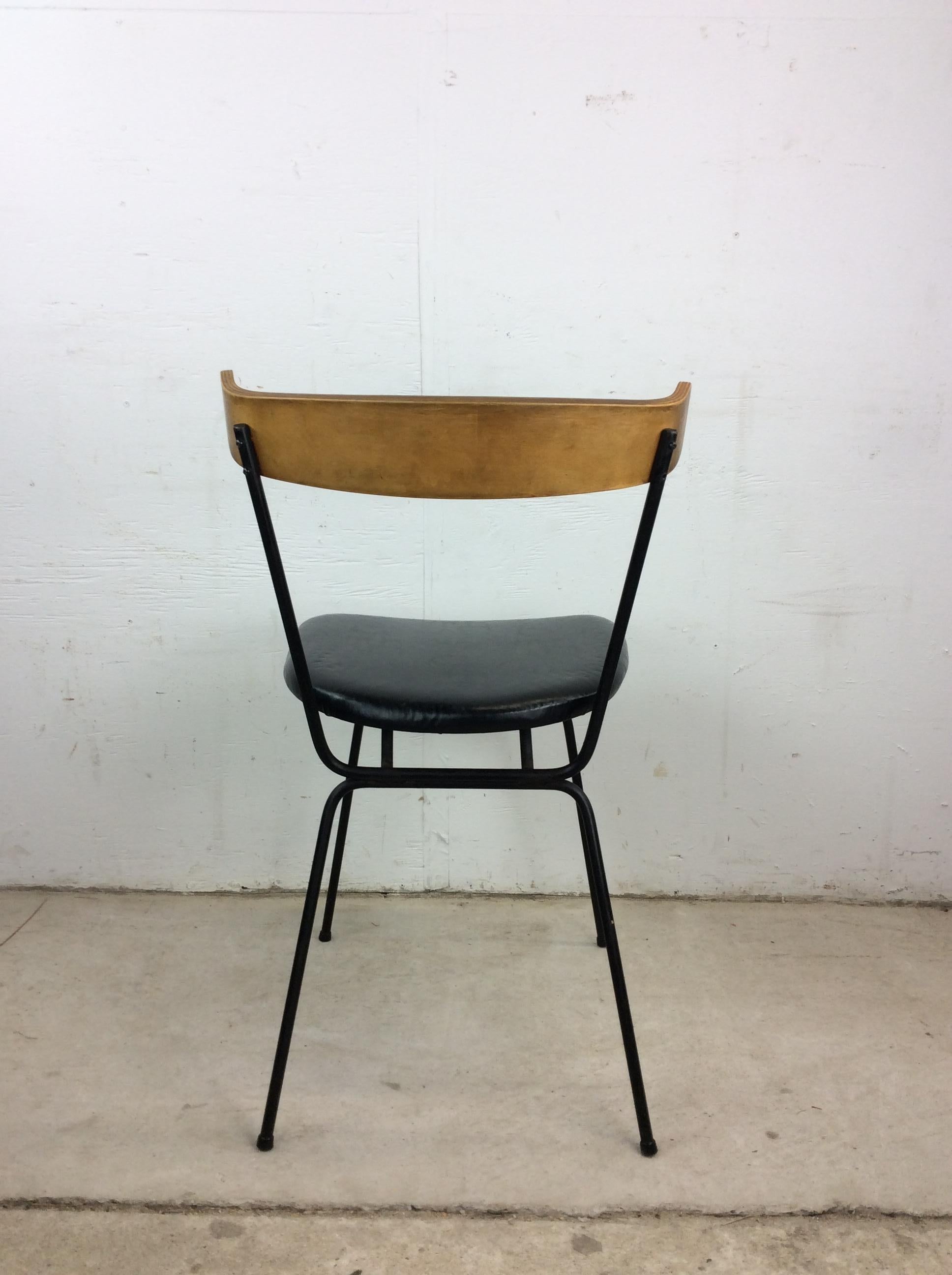 Mid Century Modern Chair with Bentwood Back & Black Vinyl by Clifford Pascoe For Sale 3