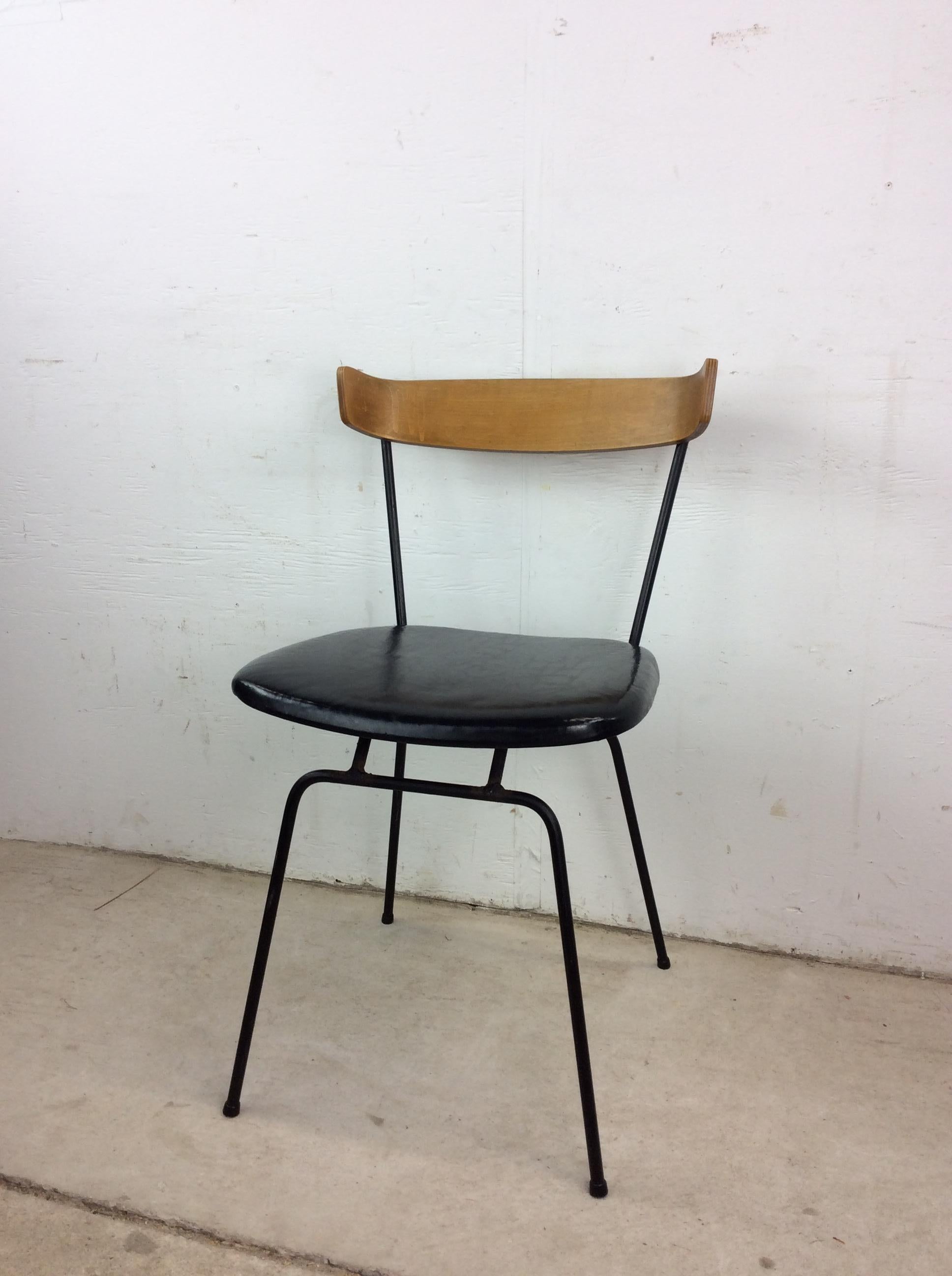 American Mid Century Modern Chair with Bentwood Back & Black Vinyl by Clifford Pascoe For Sale