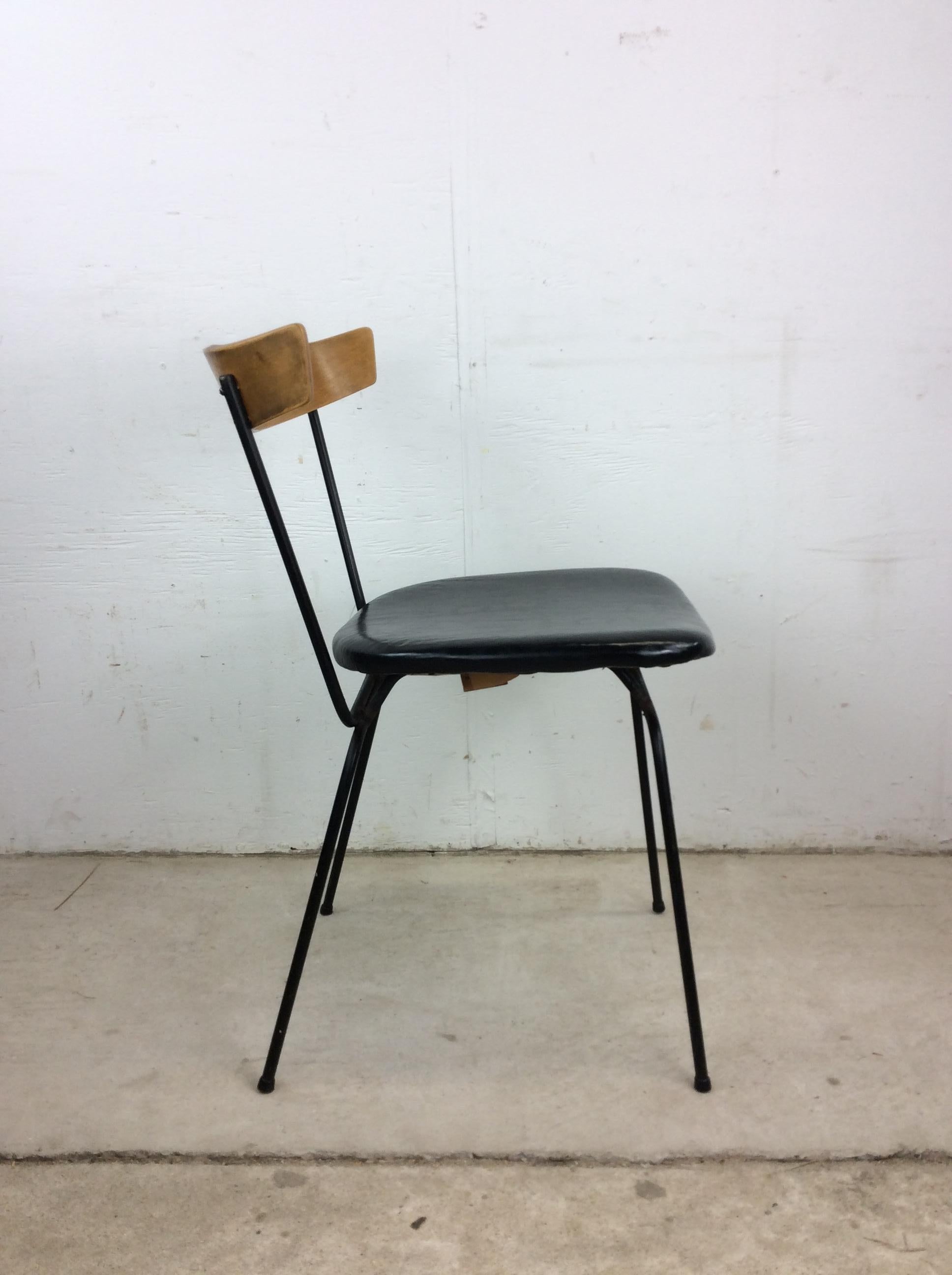 Upholstery Mid Century Modern Chair with Bentwood Back & Black Vinyl by Clifford Pascoe For Sale