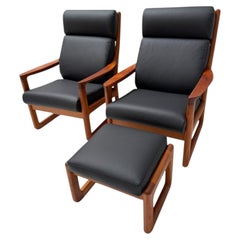 Sillas modernas de mediados de siglo y Hocker de Johannes Andersen para Silkeborg, años 60