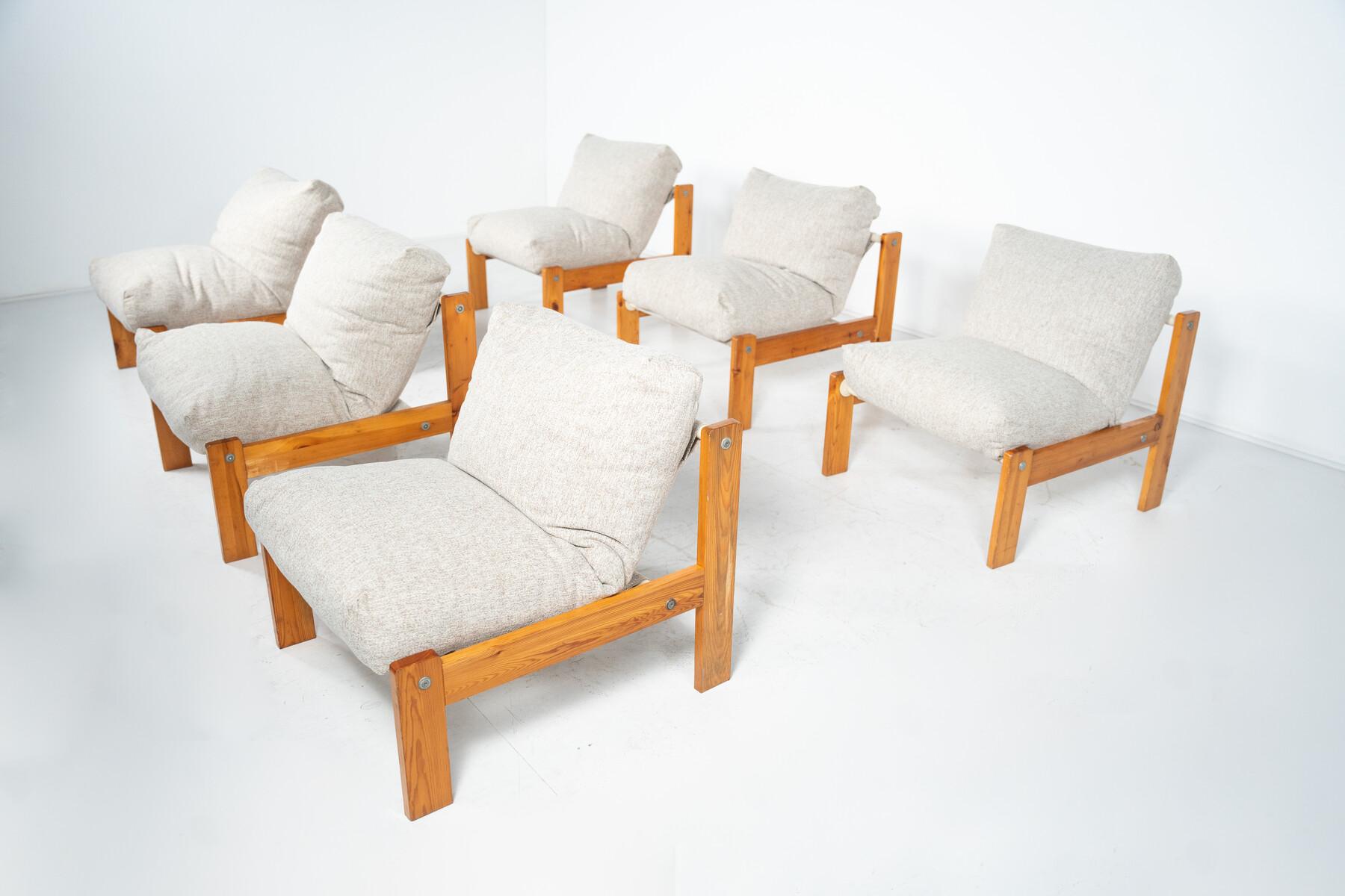 Italian Mid-Century Modern Chairs, Italy, 1960s - Pine wood, New Upholstery For Sale