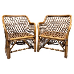 Mid-Century Modern Chairs, Rattan Lounge Chairs John Wisner Franco Albin Style