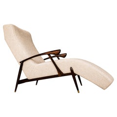 Mid-Century Modern Chaise Lounge, Brazilian Rosewood & Bouclé, 1960s