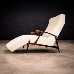 Moderne brasilianische Liege aus Hartholz und Boucle, z.B. für Liceu de Artes, 1950er Jahre