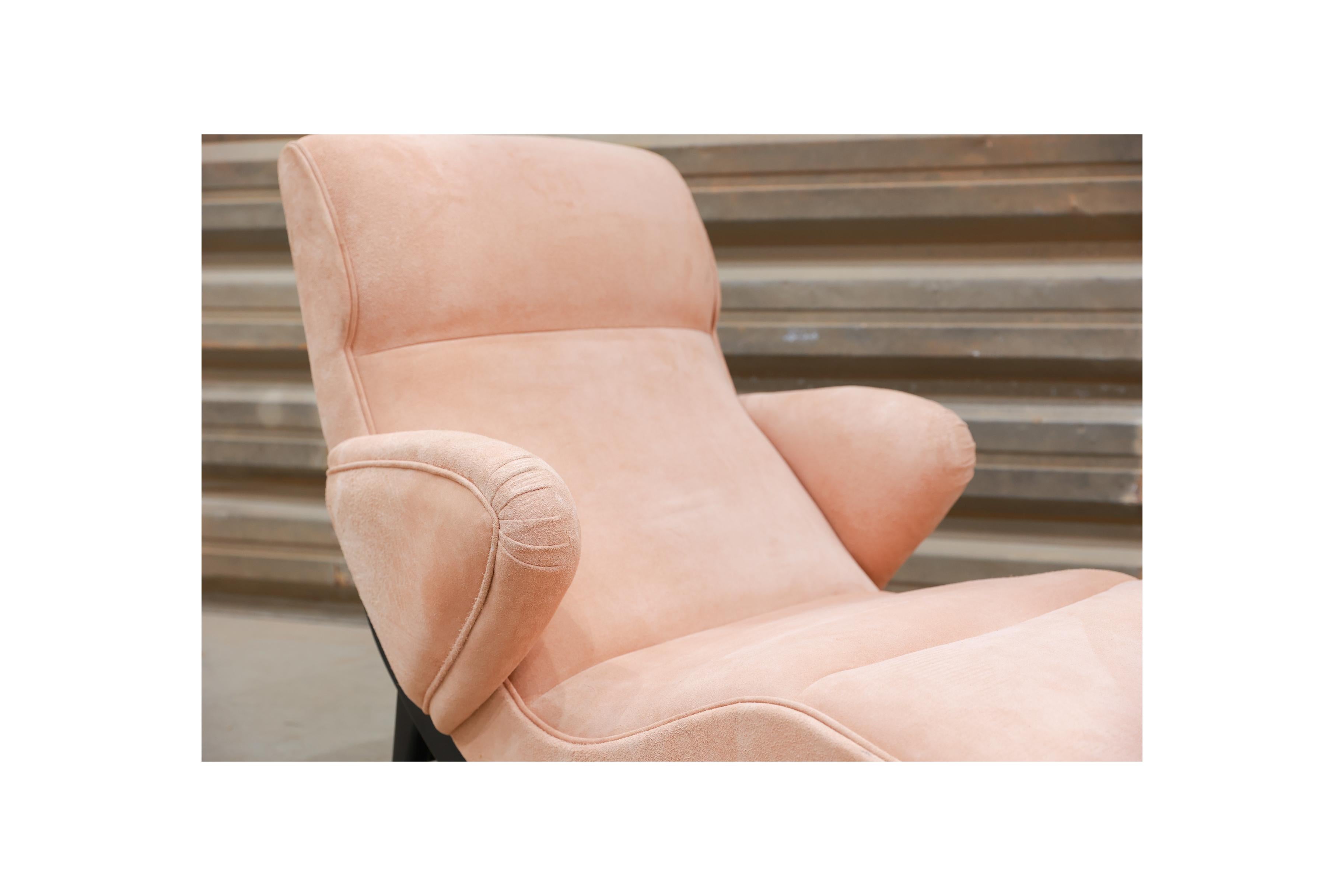 Chaise longue moderne du milieu du siècle en bois dur et en tissu, Unknown, c. 1950 en vente 2