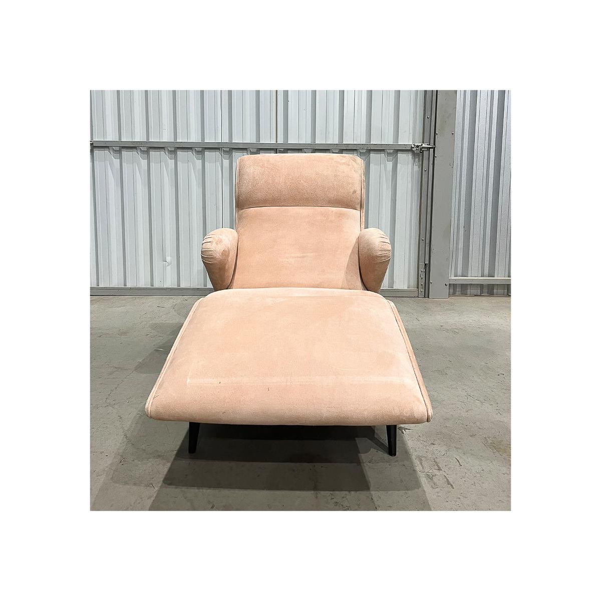 Chaise longue moderne du milieu du siècle en bois dur et en tissu, Unknown, c. 1950 en vente 5