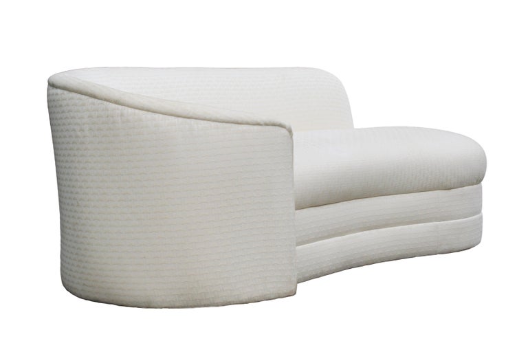 MidCentury Modern Chaise Lounge Sofa in White with Art Deco Form at