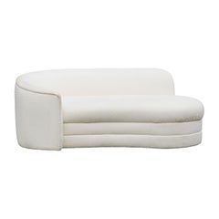Mid-Century Modern Chaise Lounge Sofa in White with Art Deco Form