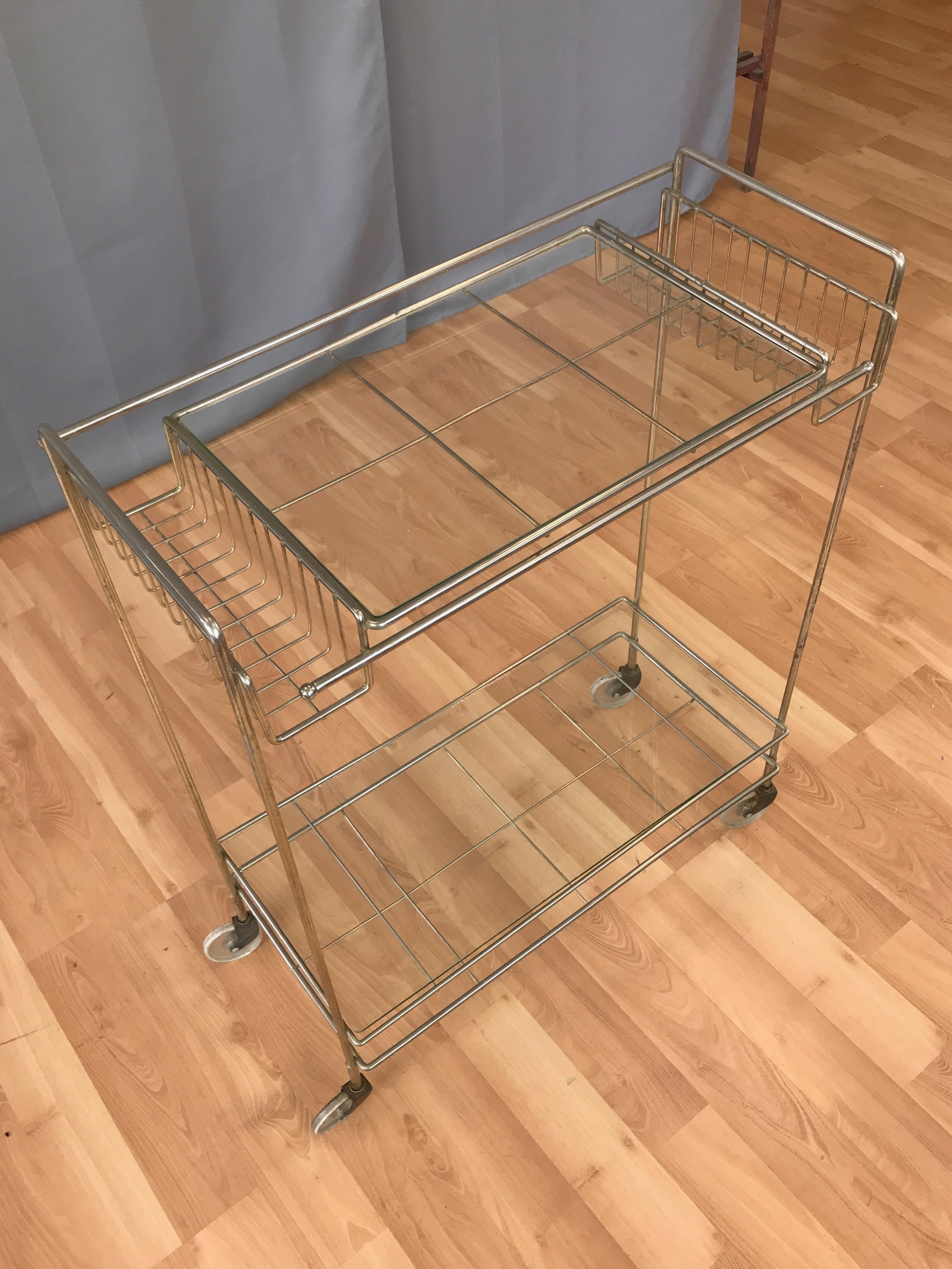 Mid-Century Modern Champagne Finish Metal and Glass Bar Cart, 1960s 6