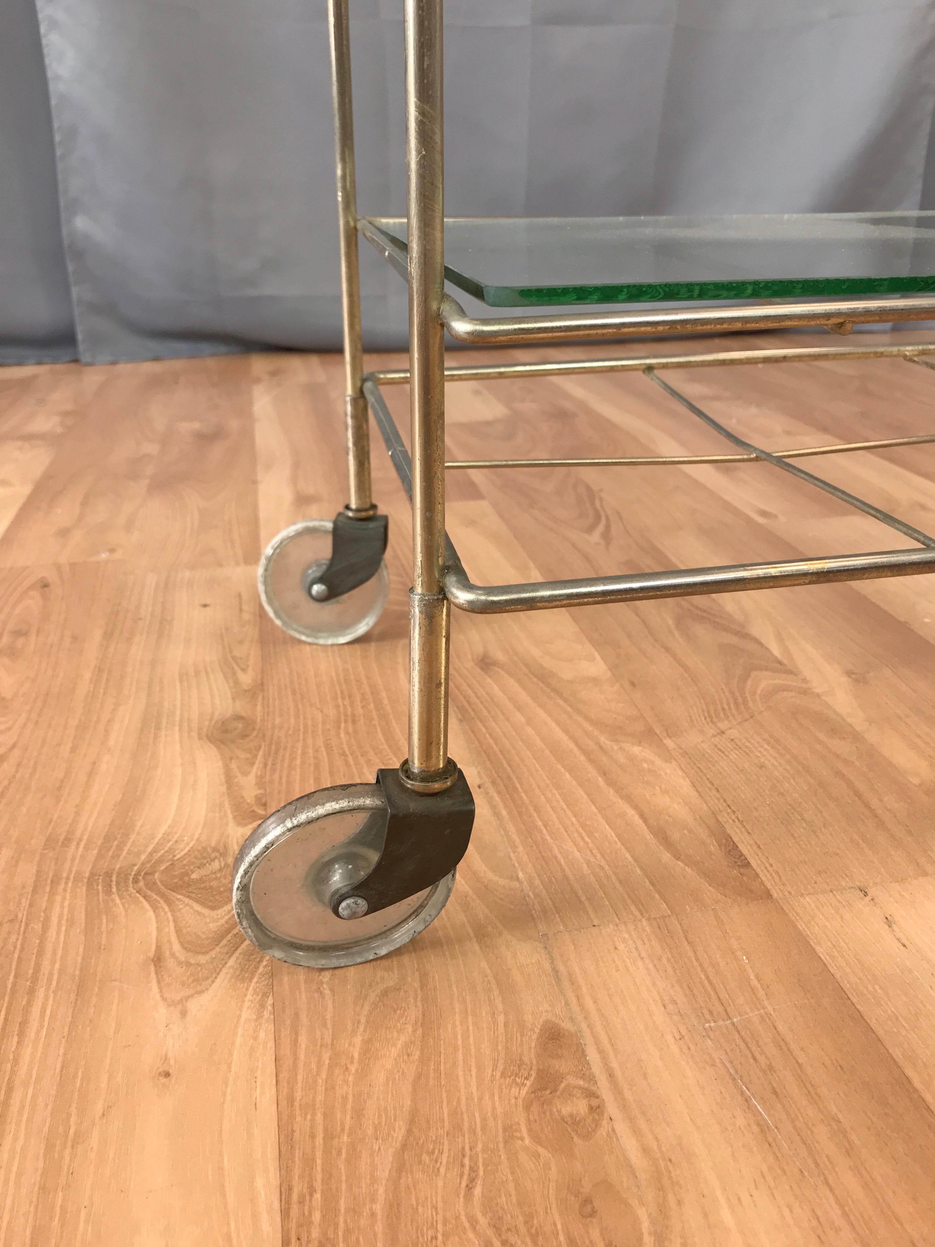 Mid-Century Modern Champagne Finish Metal and Glass Bar Cart, 1960s 10