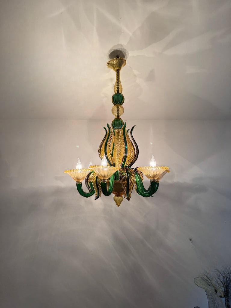 Mid Century Modern Chandelier attr. Seguso Factroy, Sommerso Glass, ca. 1940 en venta 4