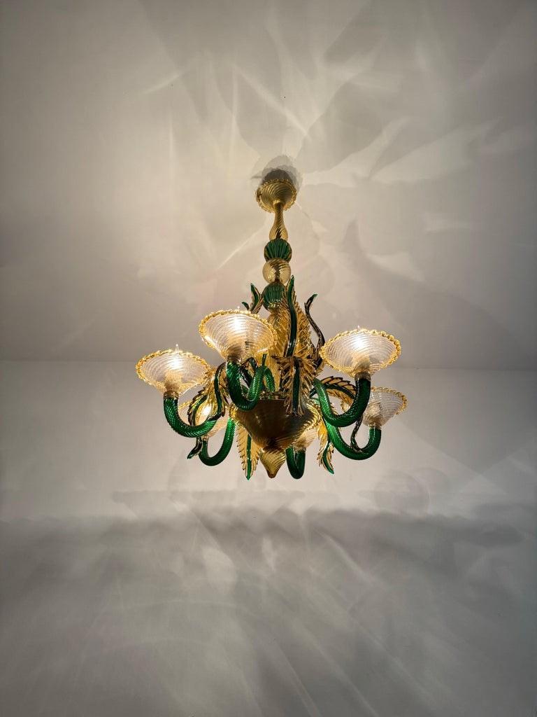 Mid Century Modern Chandelier attr. Seguso Factroy, Sommerso Glass, ca. 1940 en venta 5