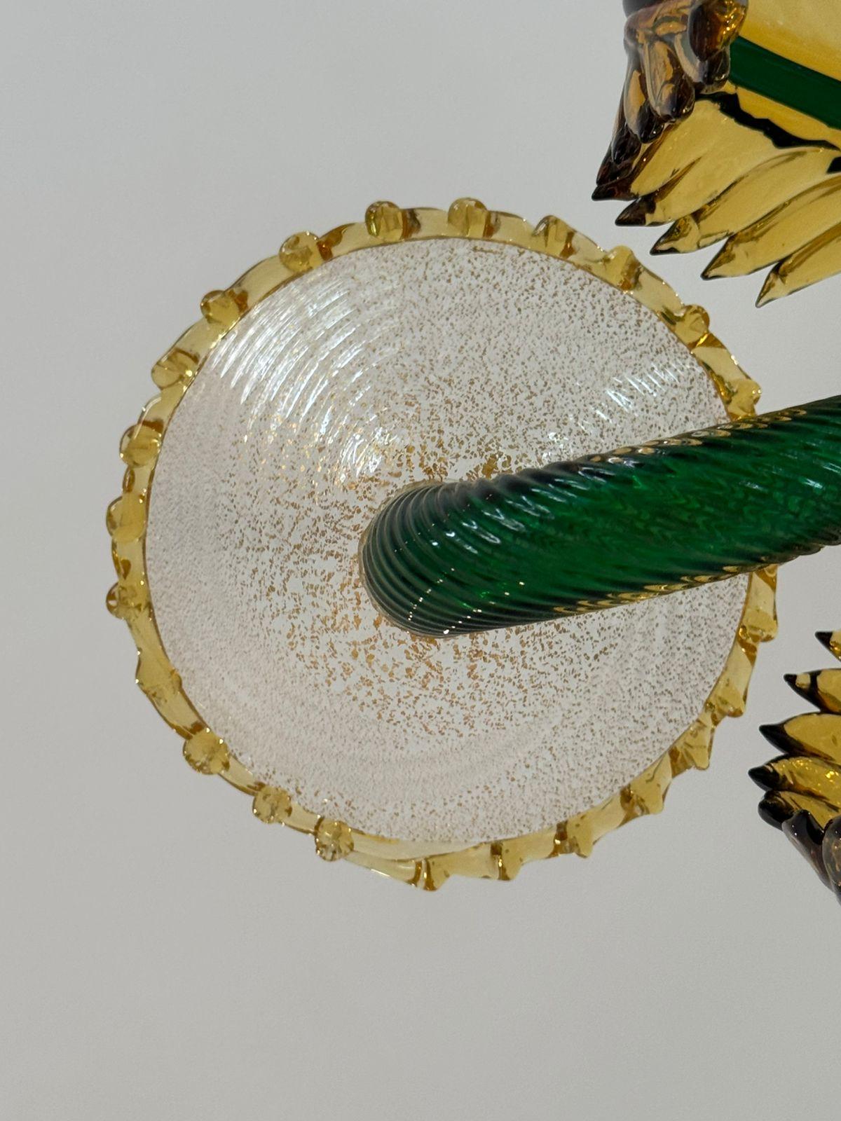 Murano Glass Mid Century Modern Chandelier attr. Seguso Factroy, Sommerso Glass, ca. 1940 For Sale