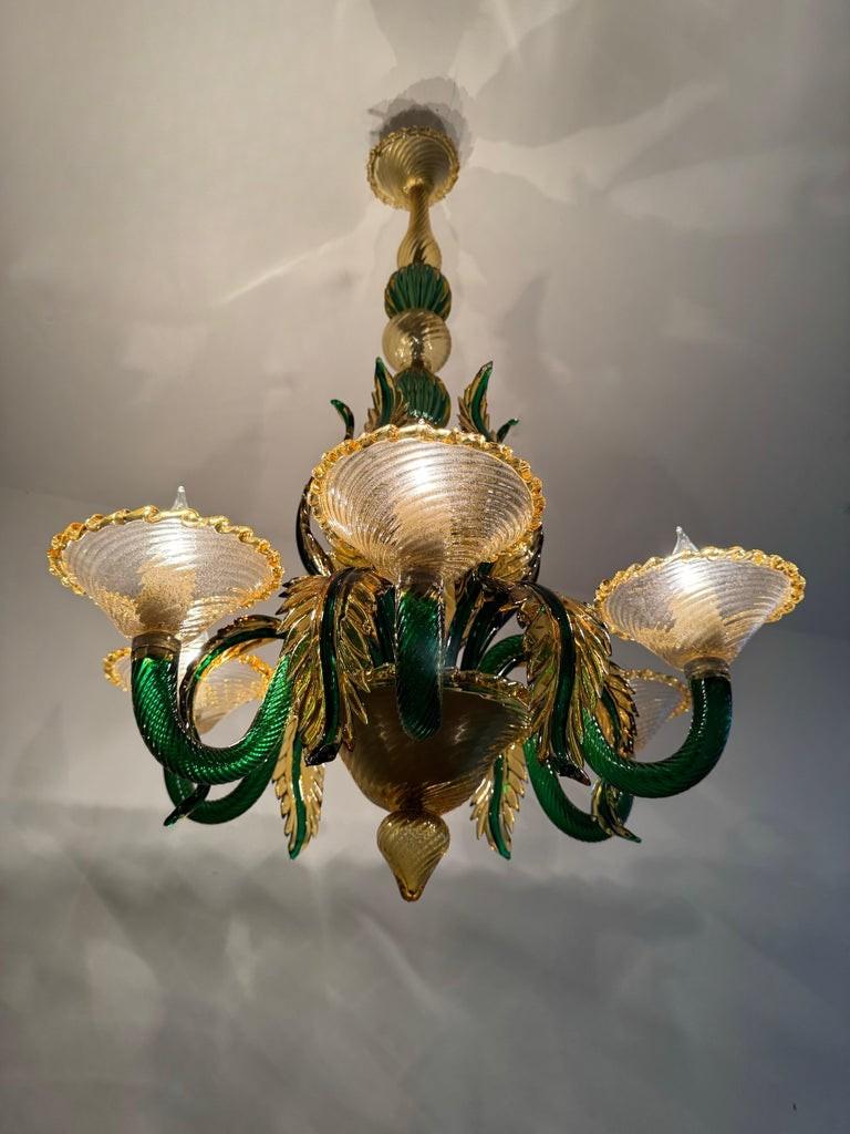 Mid Century Modern Chandelier attr. Seguso Factroy, Sommerso Glass, ca. 1940 en venta 8
