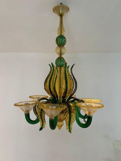 Mid Century Modern Chandelier attr. Seguso Factory , Sommerso Glass, ca. 1940