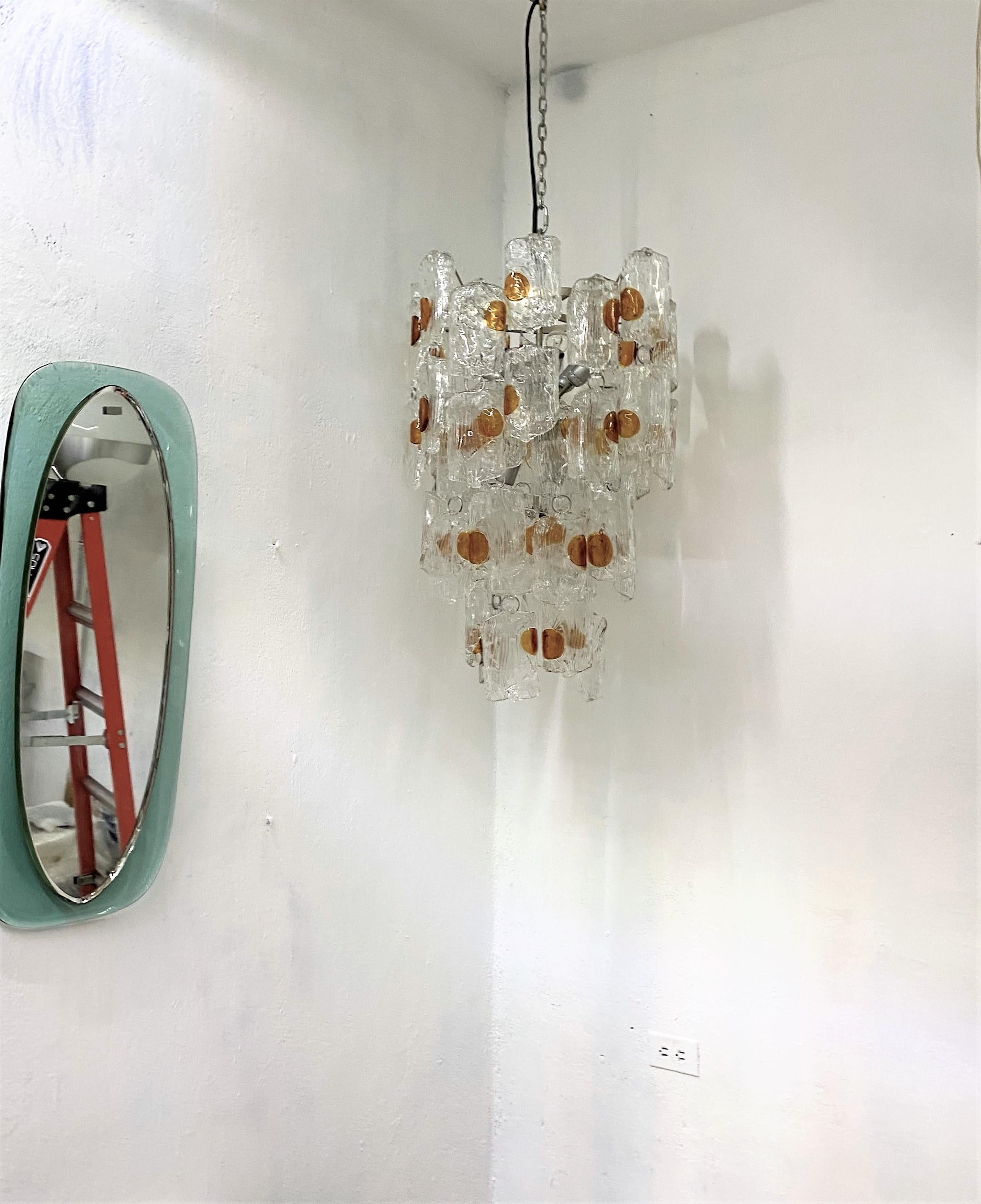 Mid-Century Modern Chandelier Attr to Venini in Murano Glass, Italy, circa 1970 For Sale 9