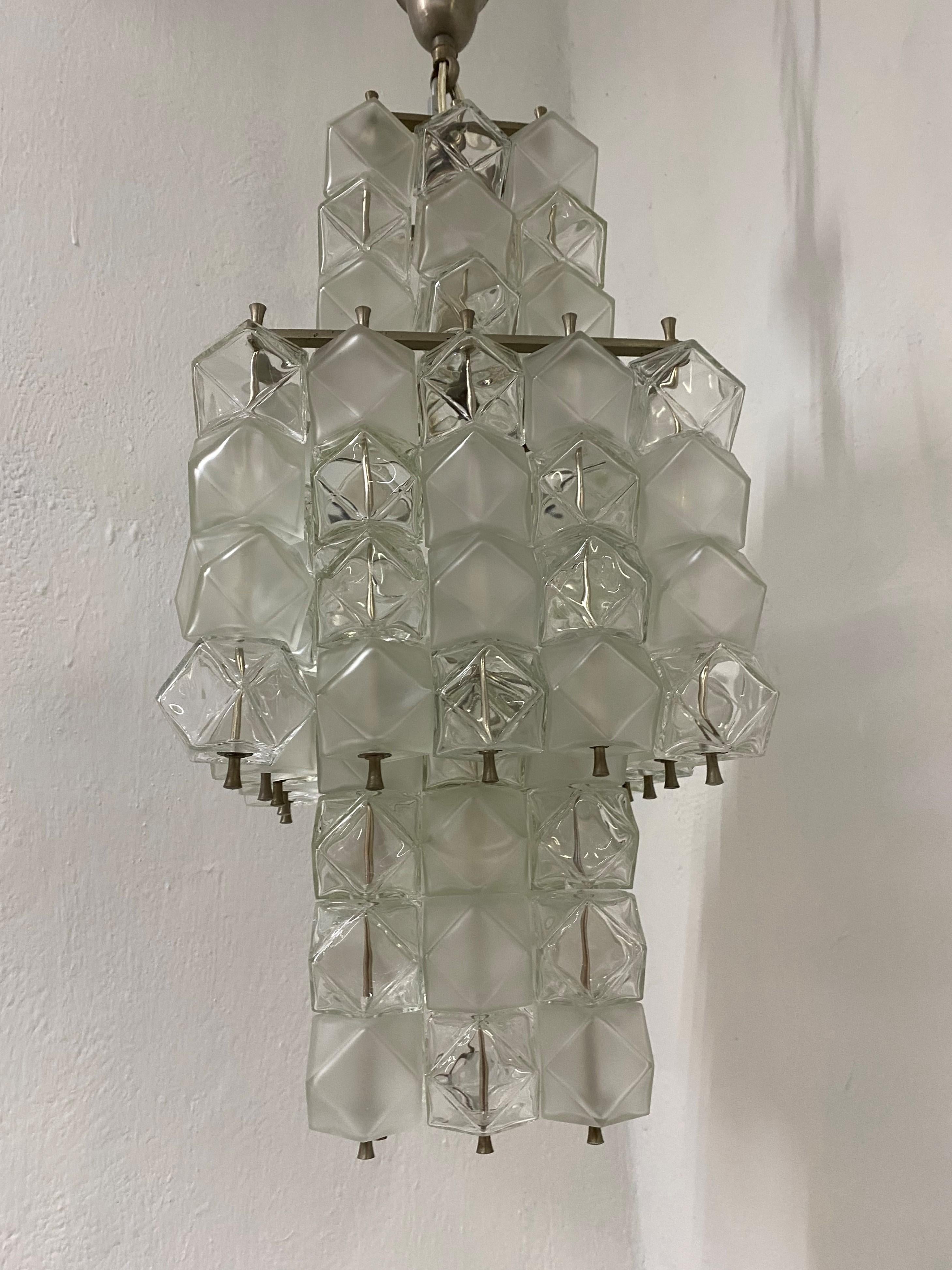 Mid-20th Century Mid-Century Modern Chandelier Attr to Venini in Murano Glass, Italy, circa 1970 For Sale