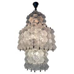 Vintage Mid-Century Modern Chandelier Attr to Venini in Murano Glass, Italy, circa 1970