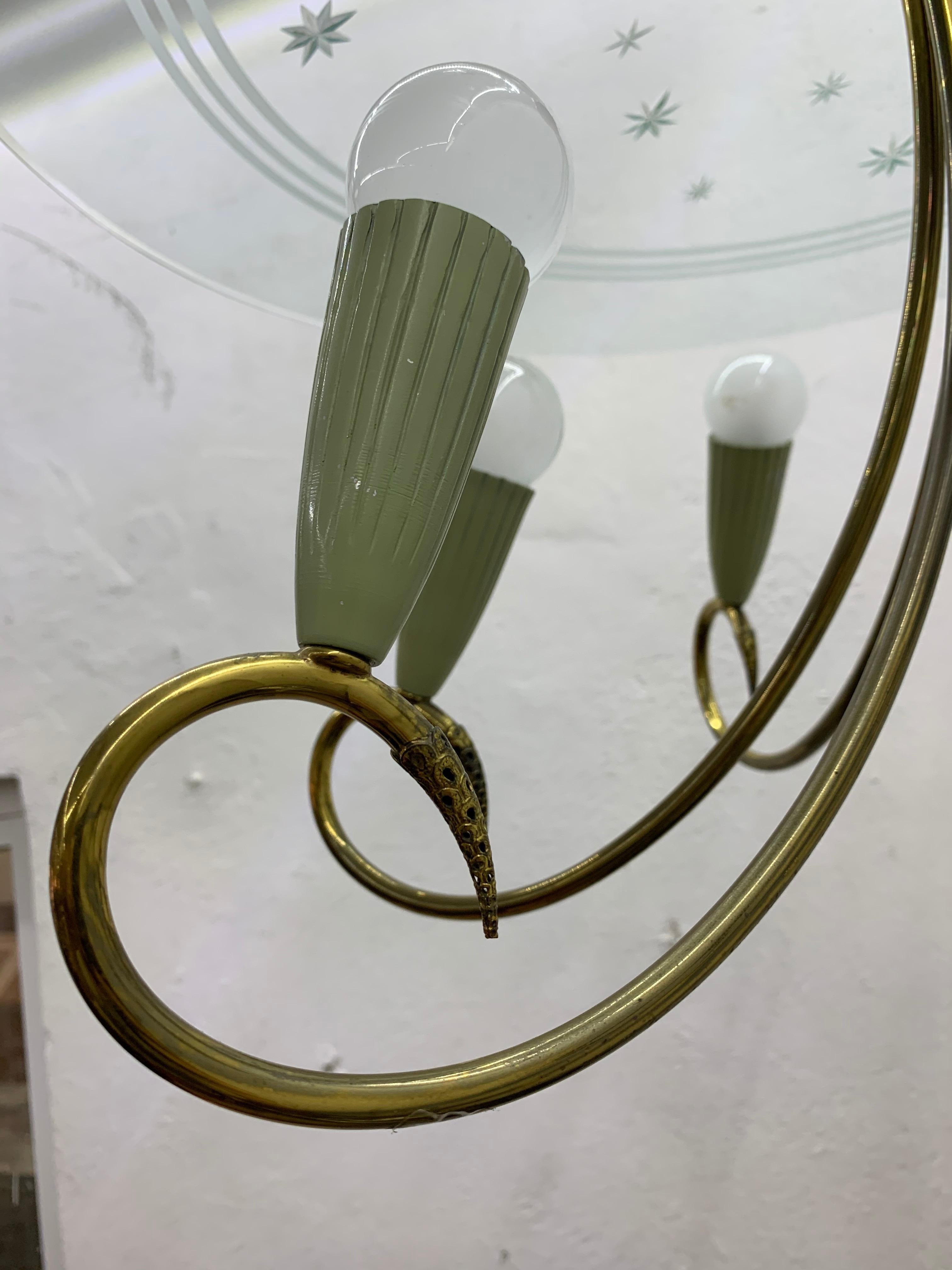 Mid-Century Modern Chandelier Attributed to Fontana Arte, Italy, circa 1950 For Sale 5