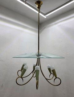 Mid-Century Modern Chandelier Attributed to Fontana Arte, Italy, circa 1950