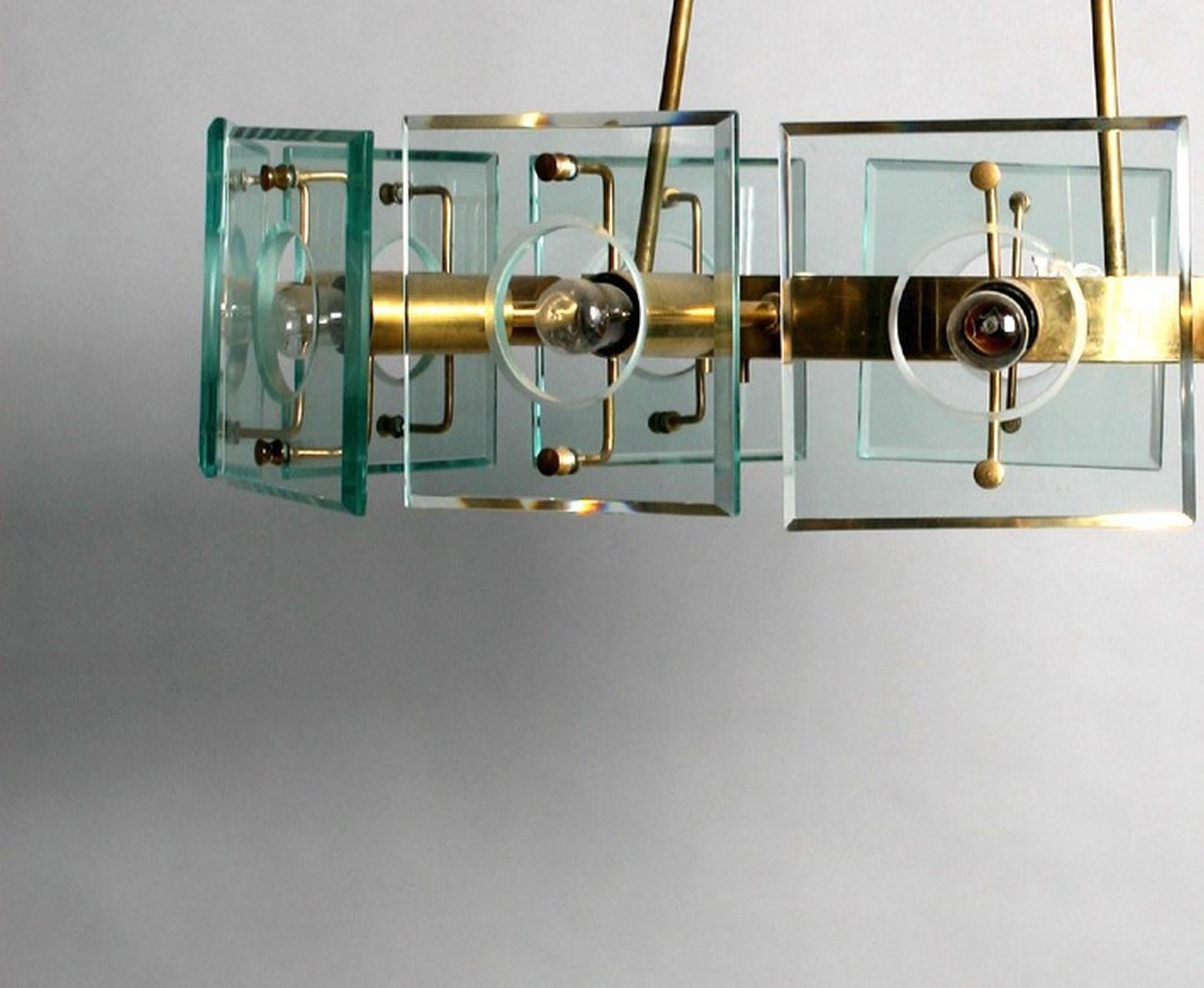 Italian Mid-Century Modern Chandelier Attributed to Gino Paroldo for Fontana Arte For Sale