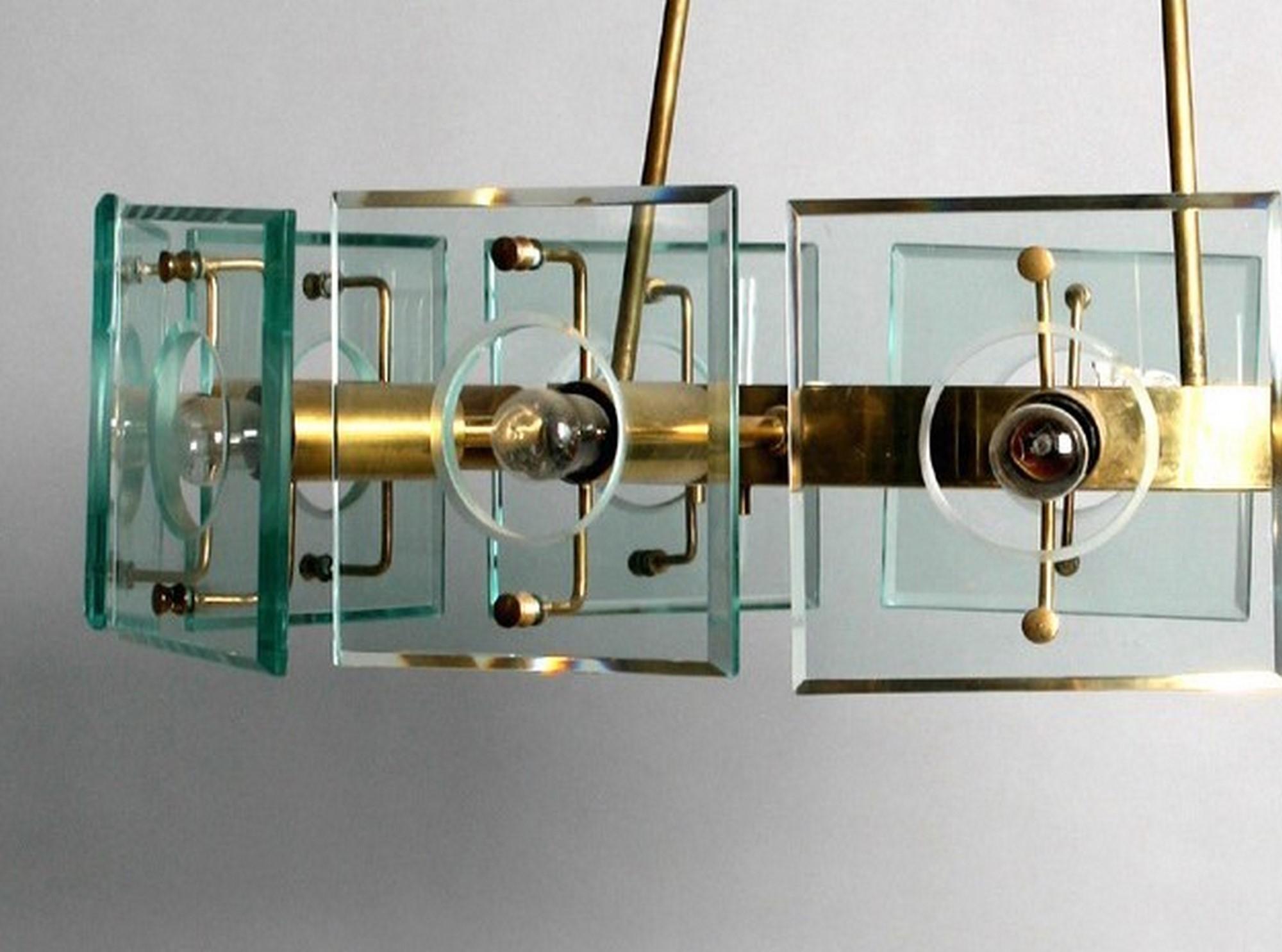Mid-Century Modern Chandelier Attributed to Gino Paroldo for Fontana Arte In Good Condition For Sale In London, GB