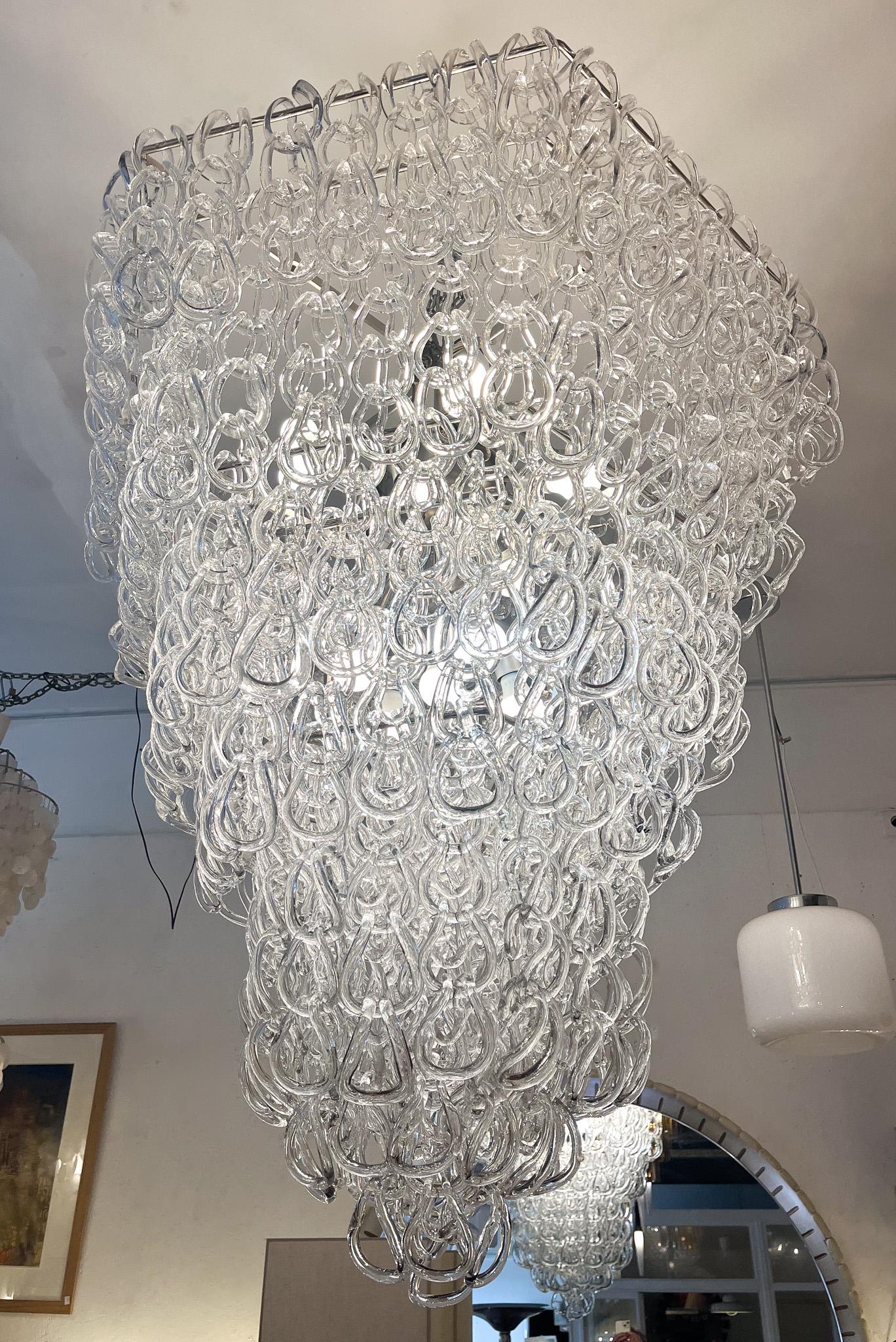 Italian Mid-Century Modern Chandelier by Angelo Mangiarotti for Vistosi, 1970s For Sale