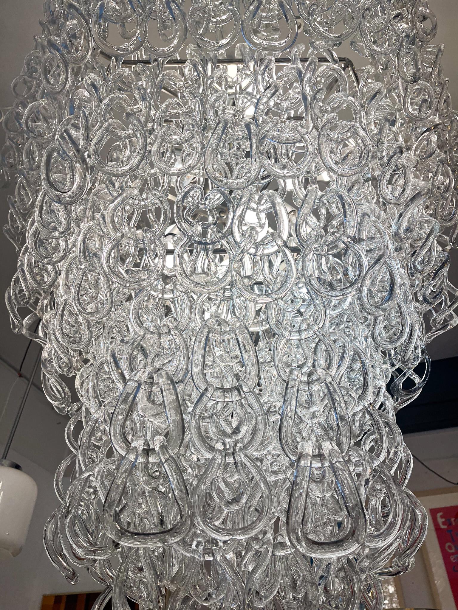 Mid-Century Modern Chandelier by Angelo Mangiarotti for Vistosi, 1970s In Good Condition For Sale In Brussels, BE