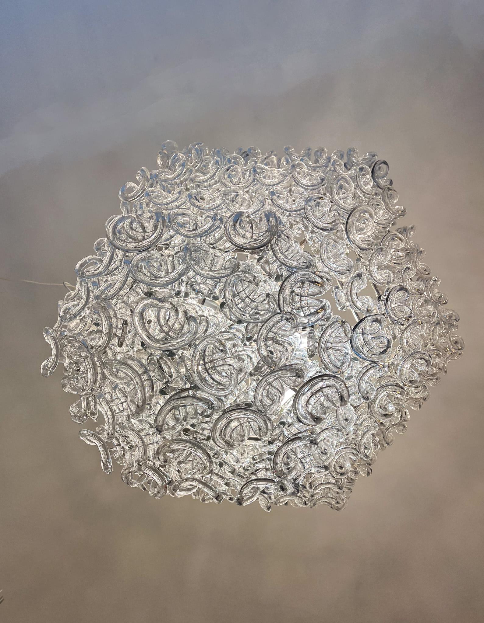 20th Century Mid-Century Modern Chandelier by Angelo Mangiarotti for Vistosi, 1970s For Sale