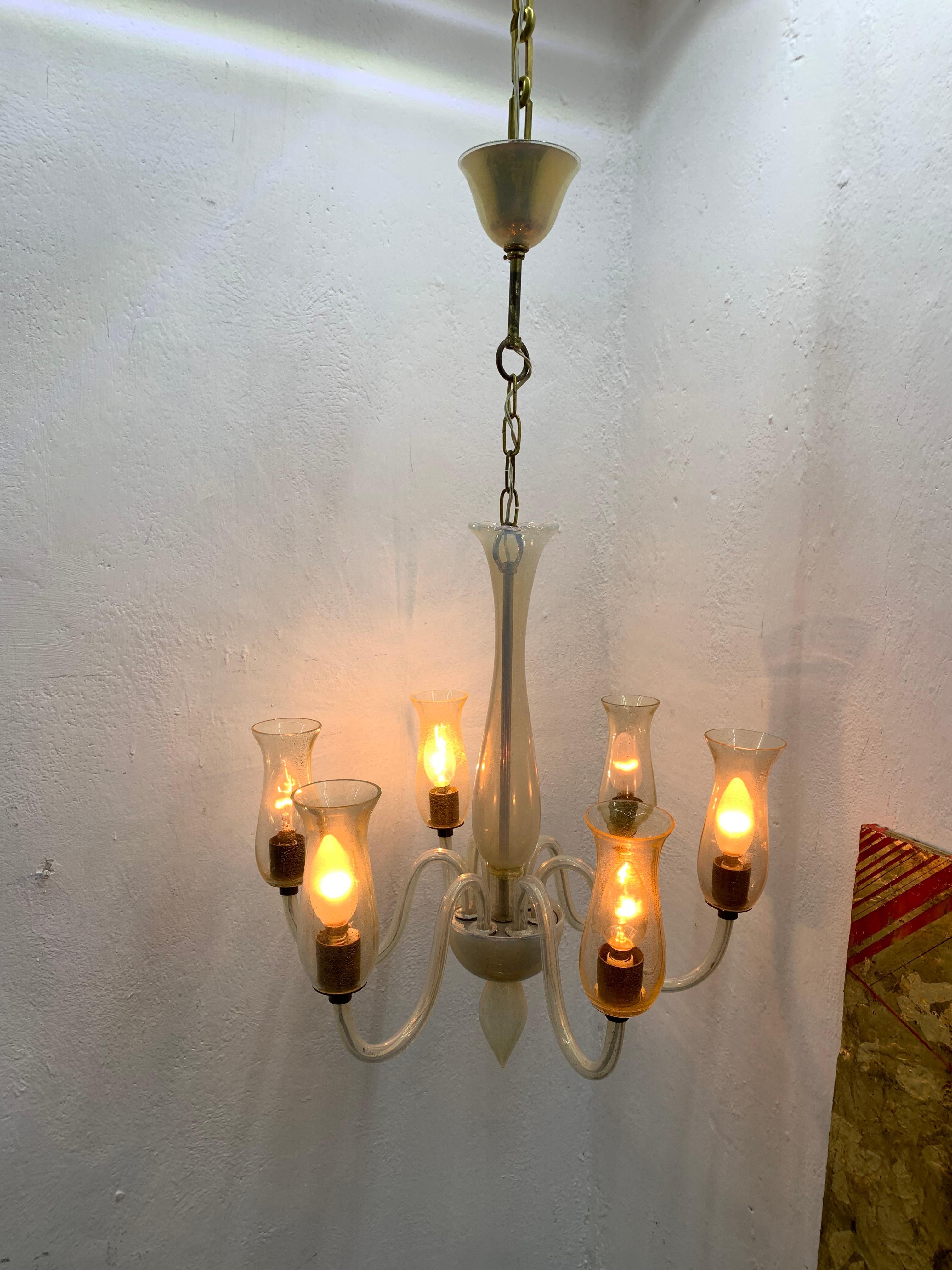 Metà XX secolo Lampadario moderno di metà secolo di Cenedese in vetro di Murano, circa 1970 in vendita