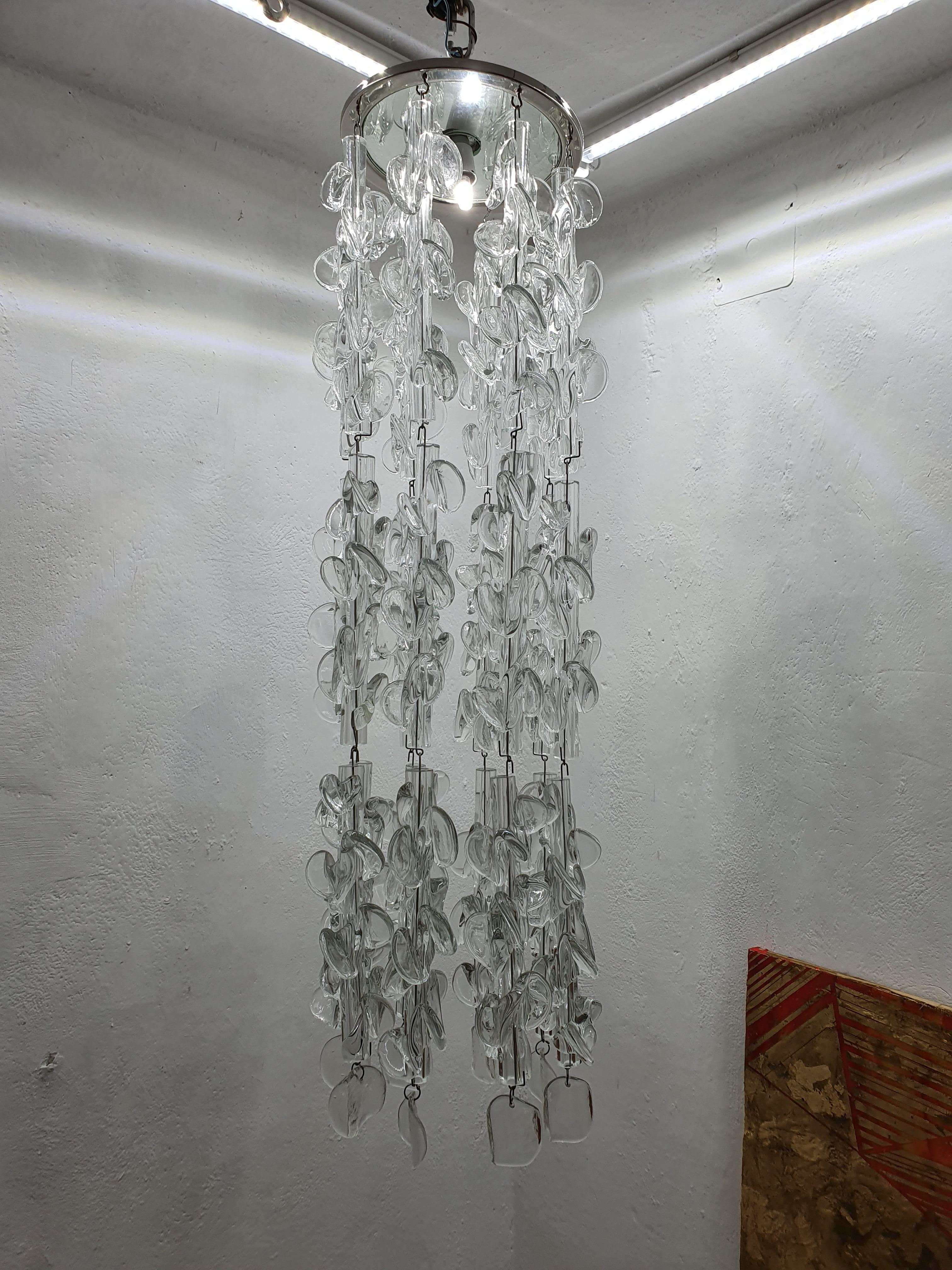 Italian Mid-Century Modern Chandelier by Guisetti for Barovier & Toso, 1970s, Murano For Sale