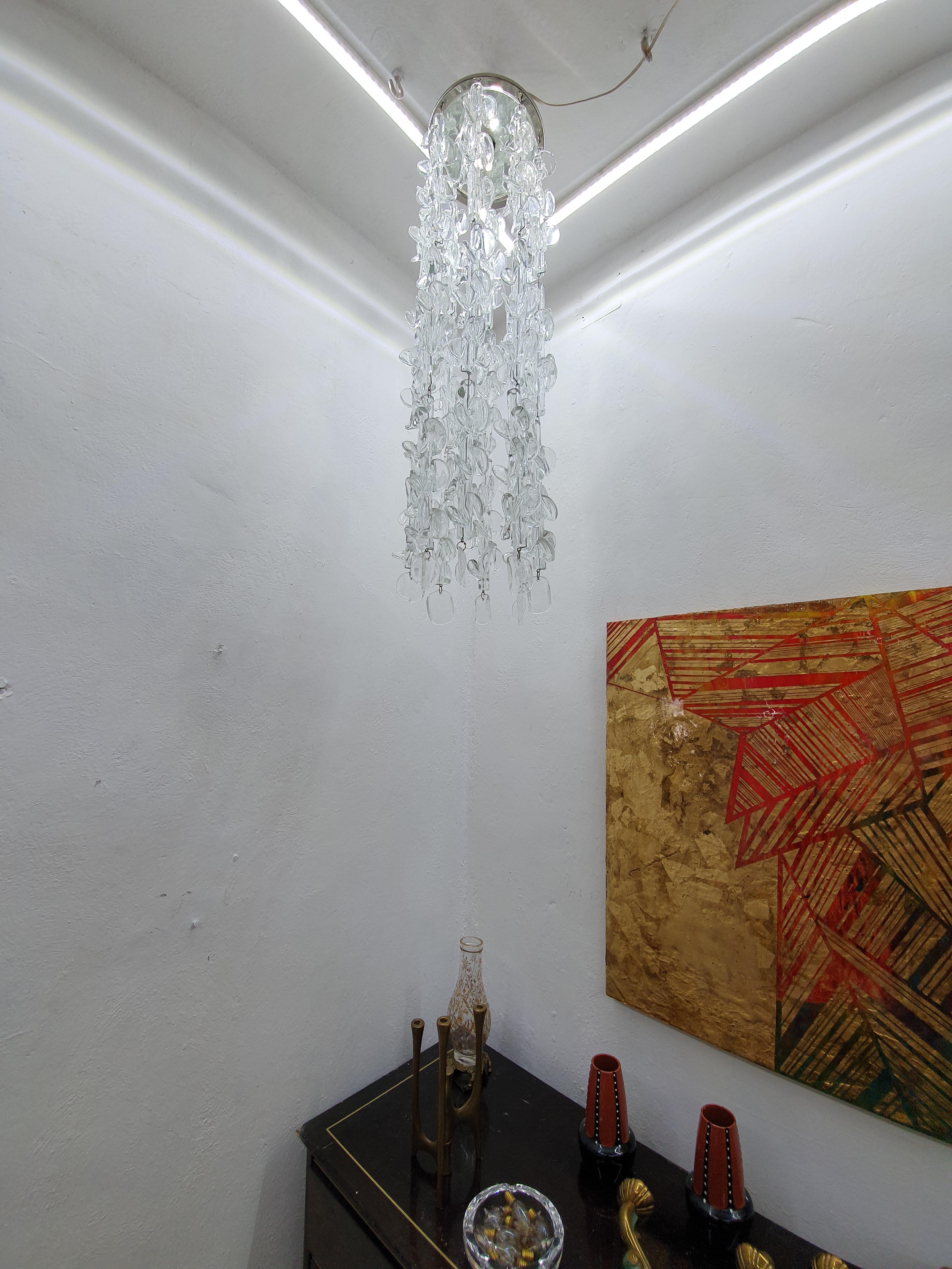 Hand-Crafted Mid-Century Modern Chandelier by Guisetti for Barovier & Toso, 1970s, Murano For Sale