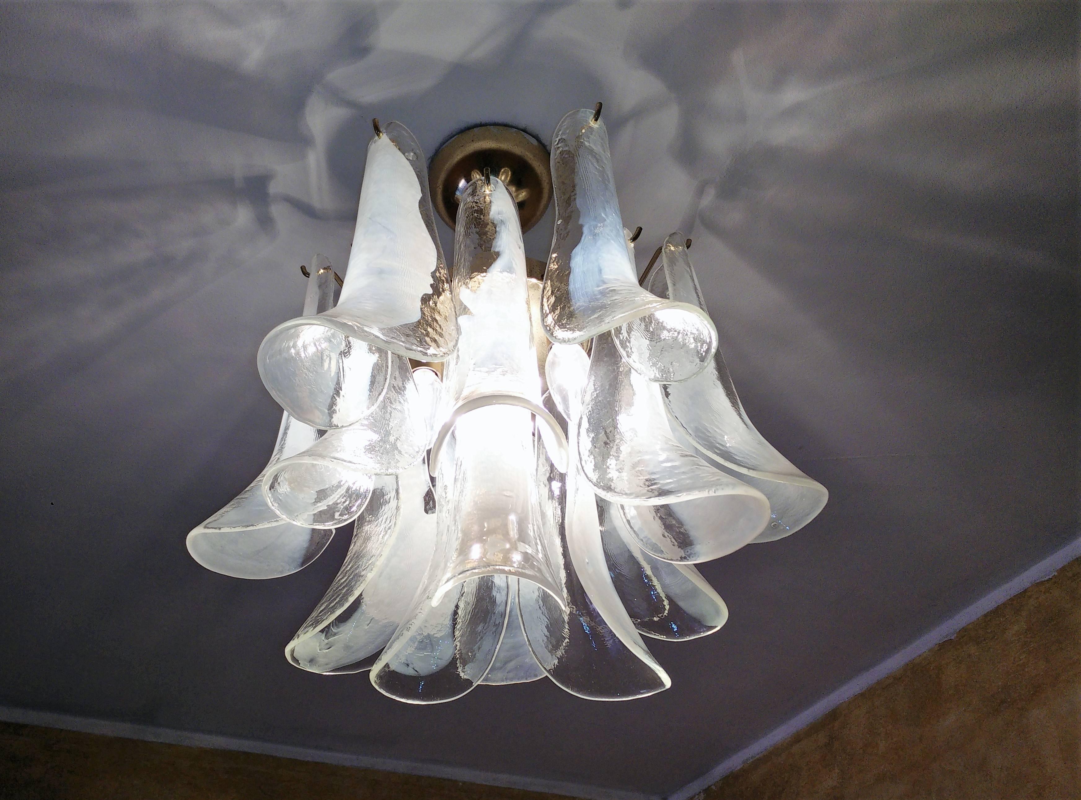 20th Century Mid-Century Modern Chandelier by La Murrina in Clear and White Murano Glass