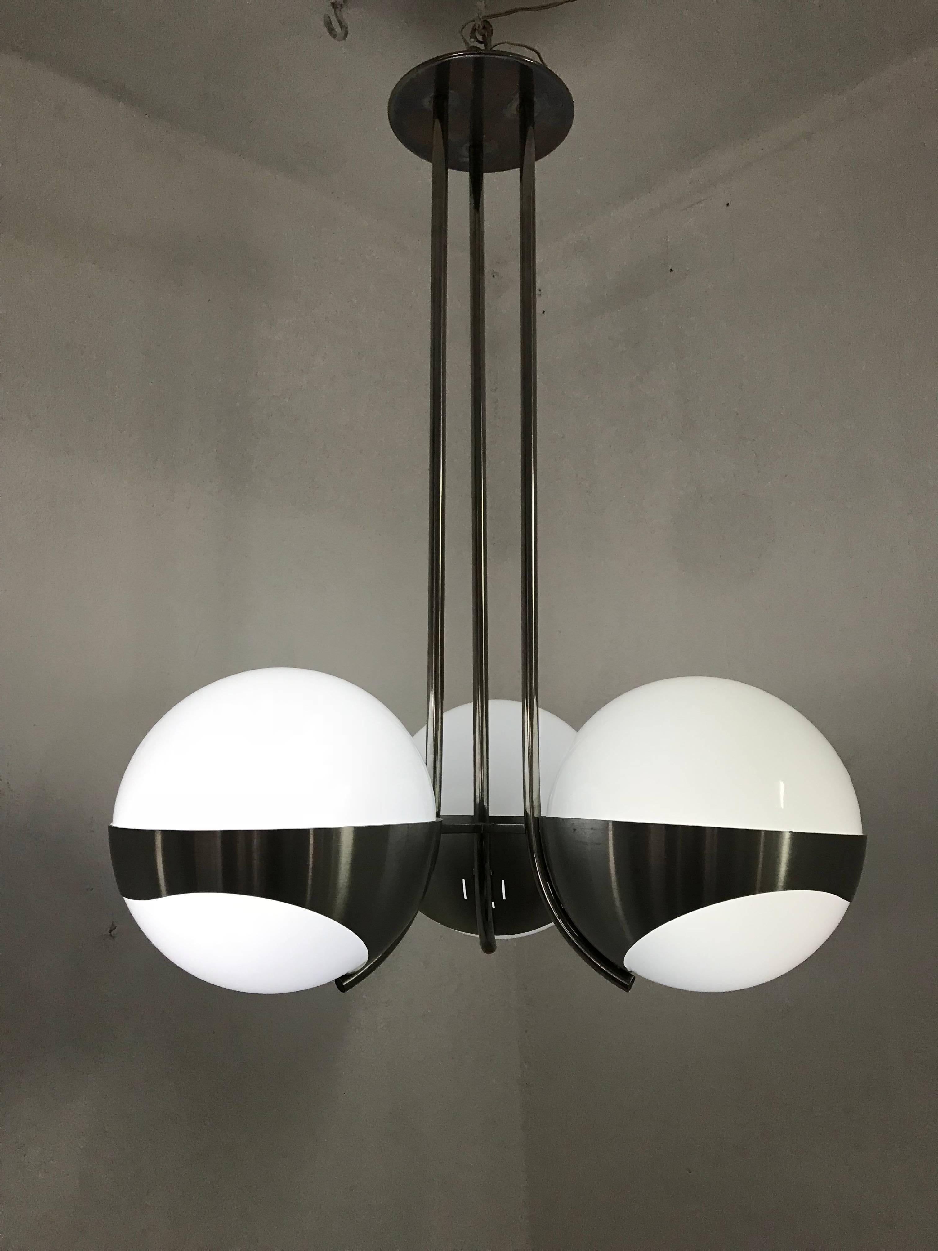 Space Age Mid-Century Modern Chandelier by Lamperti, Italy, circa 1970