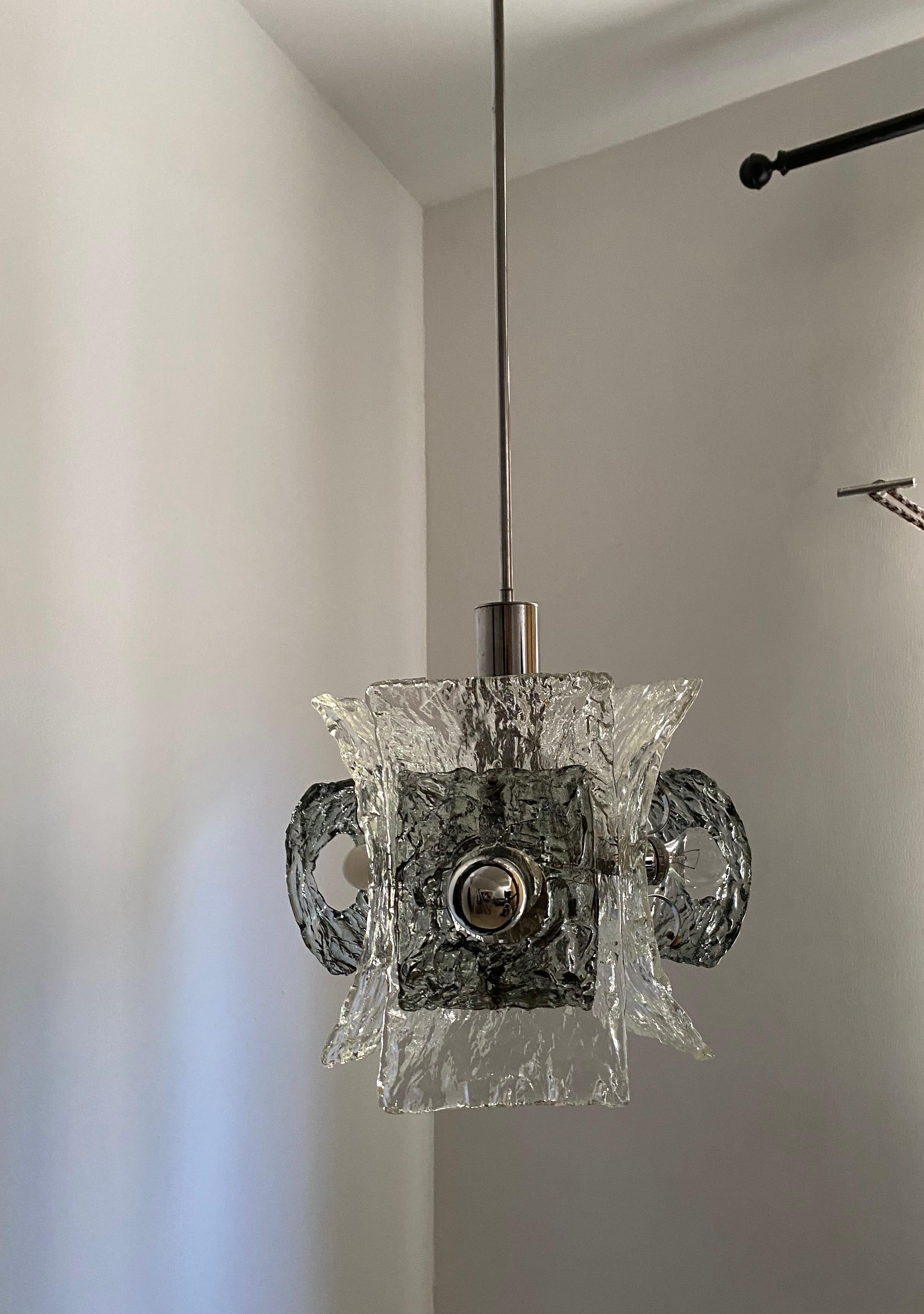 Late 20th Century Mid-Century Modern Chandelier by Mazzega in Murano Glass, Circa 1970 For Sale