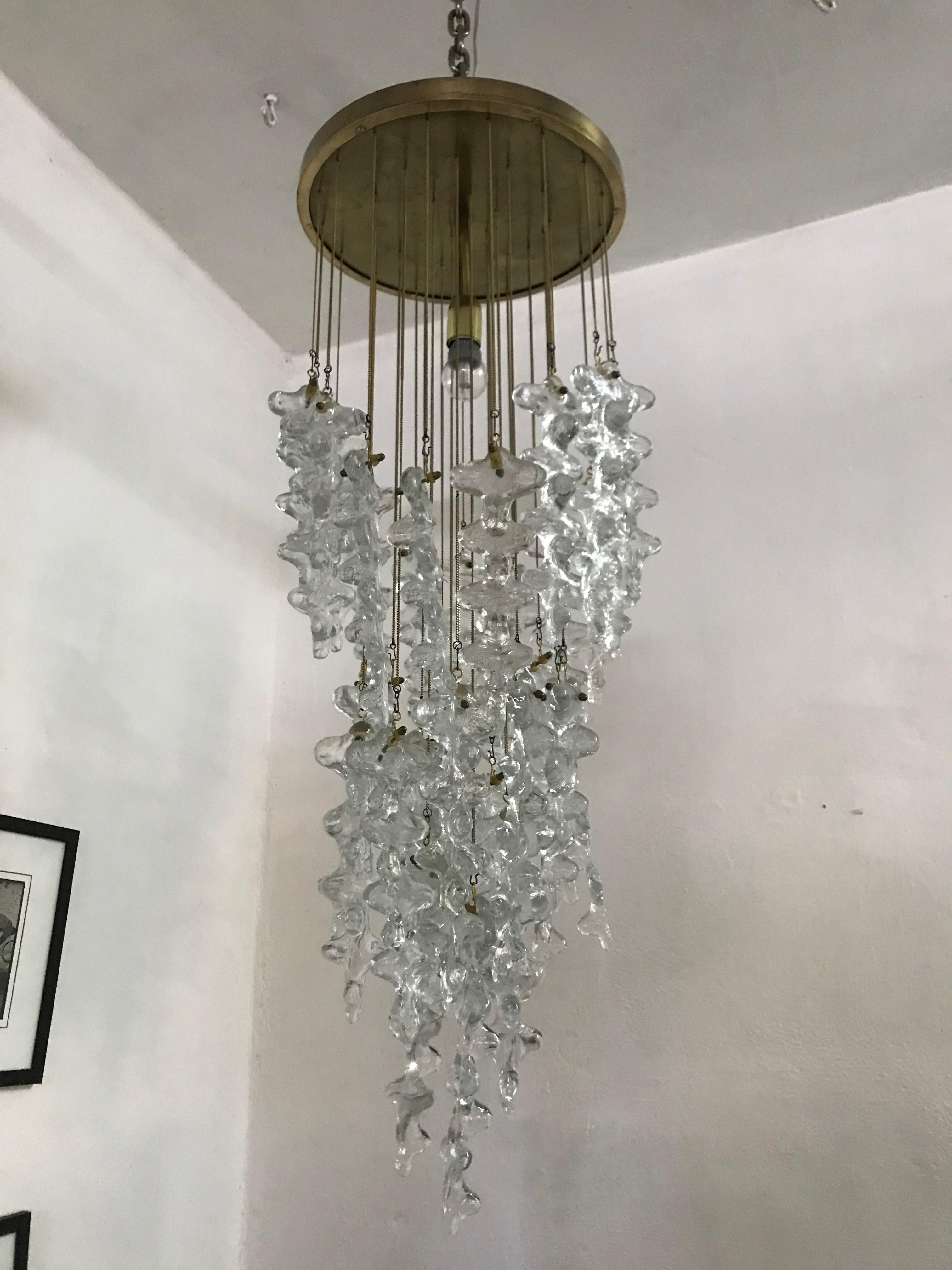 Mid-Century Modern Chandelier by Venini in Murano Glass, Italy, circa 1970 For Sale 4