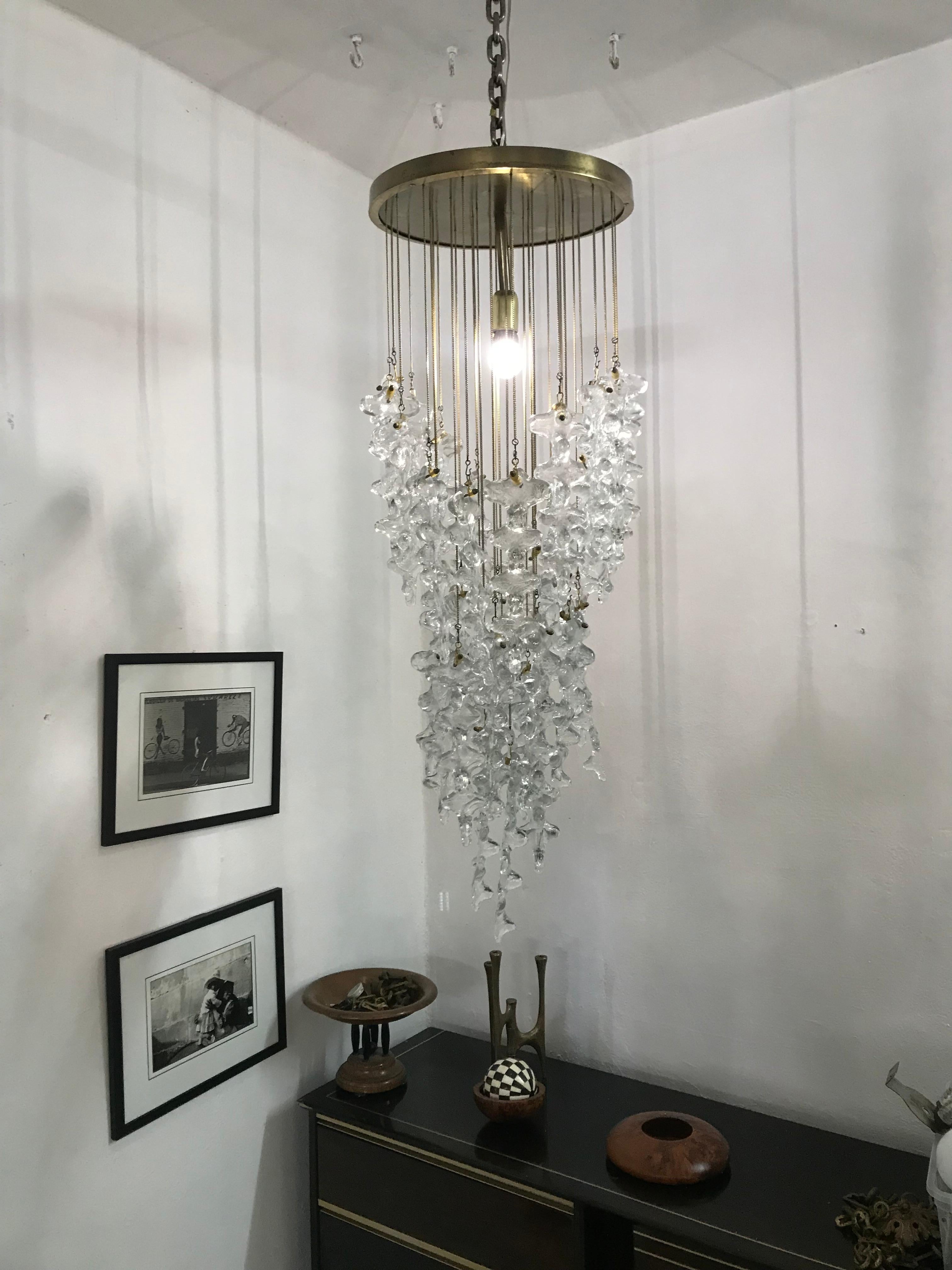 Space Age Mid-Century Modern Chandelier by Venini in Murano Glass, Italy, circa 1970 For Sale
