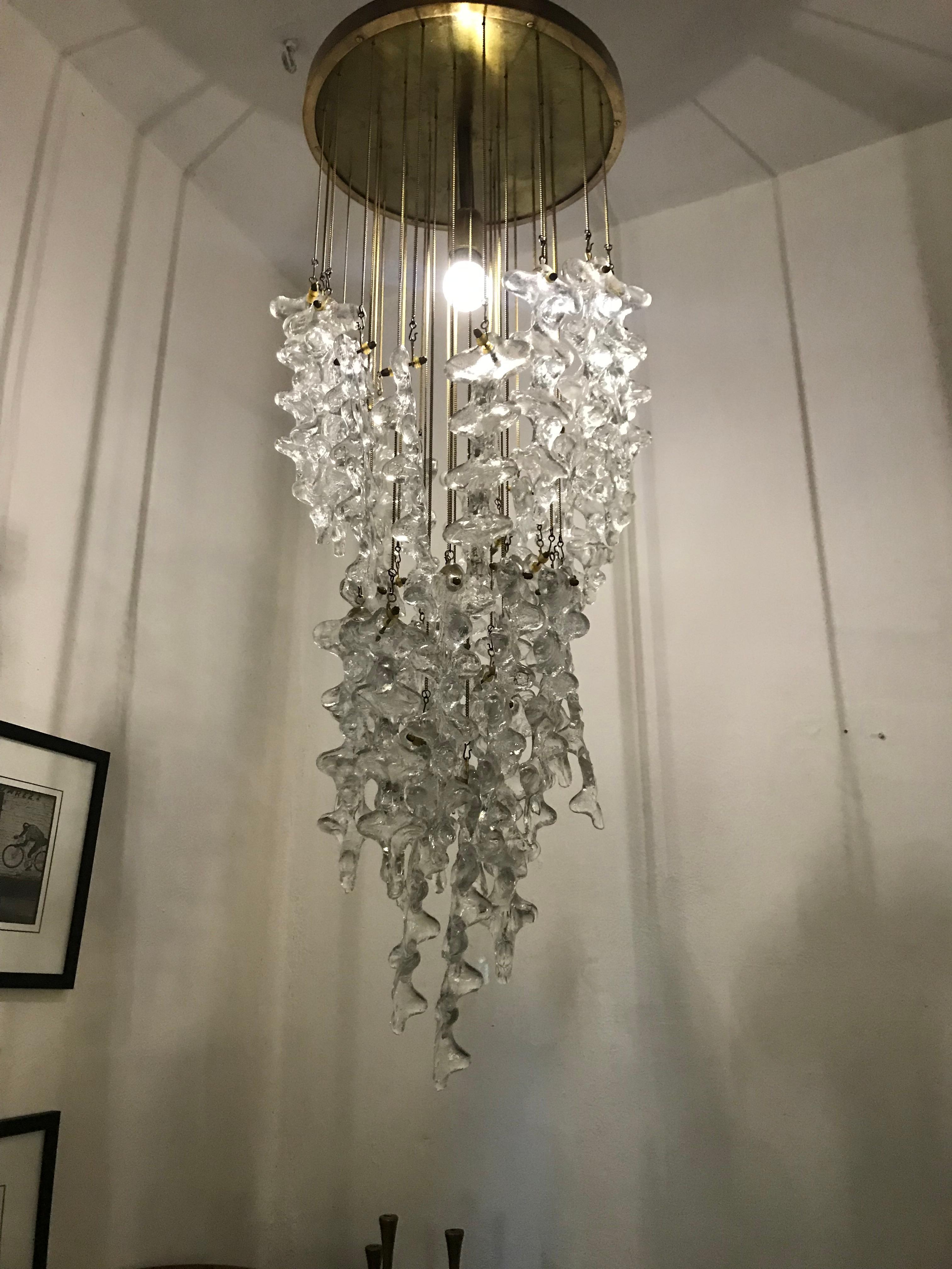 Mid-20th Century Mid-Century Modern Chandelier by Venini in Murano Glass, Italy, circa 1970 For Sale