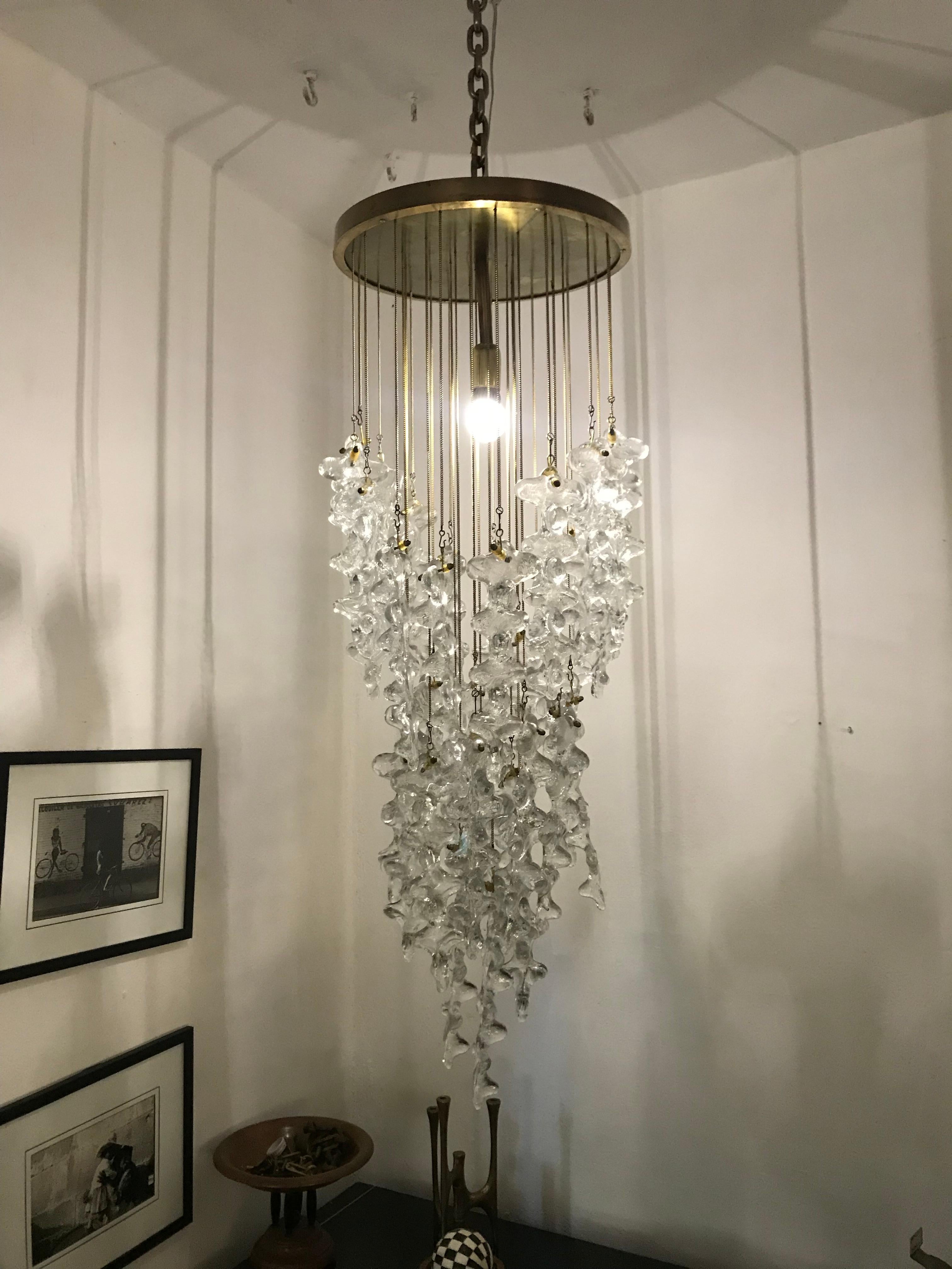 Mid-Century Modern Chandelier by Venini in Murano Glass, Italy, circa 1970 For Sale 1