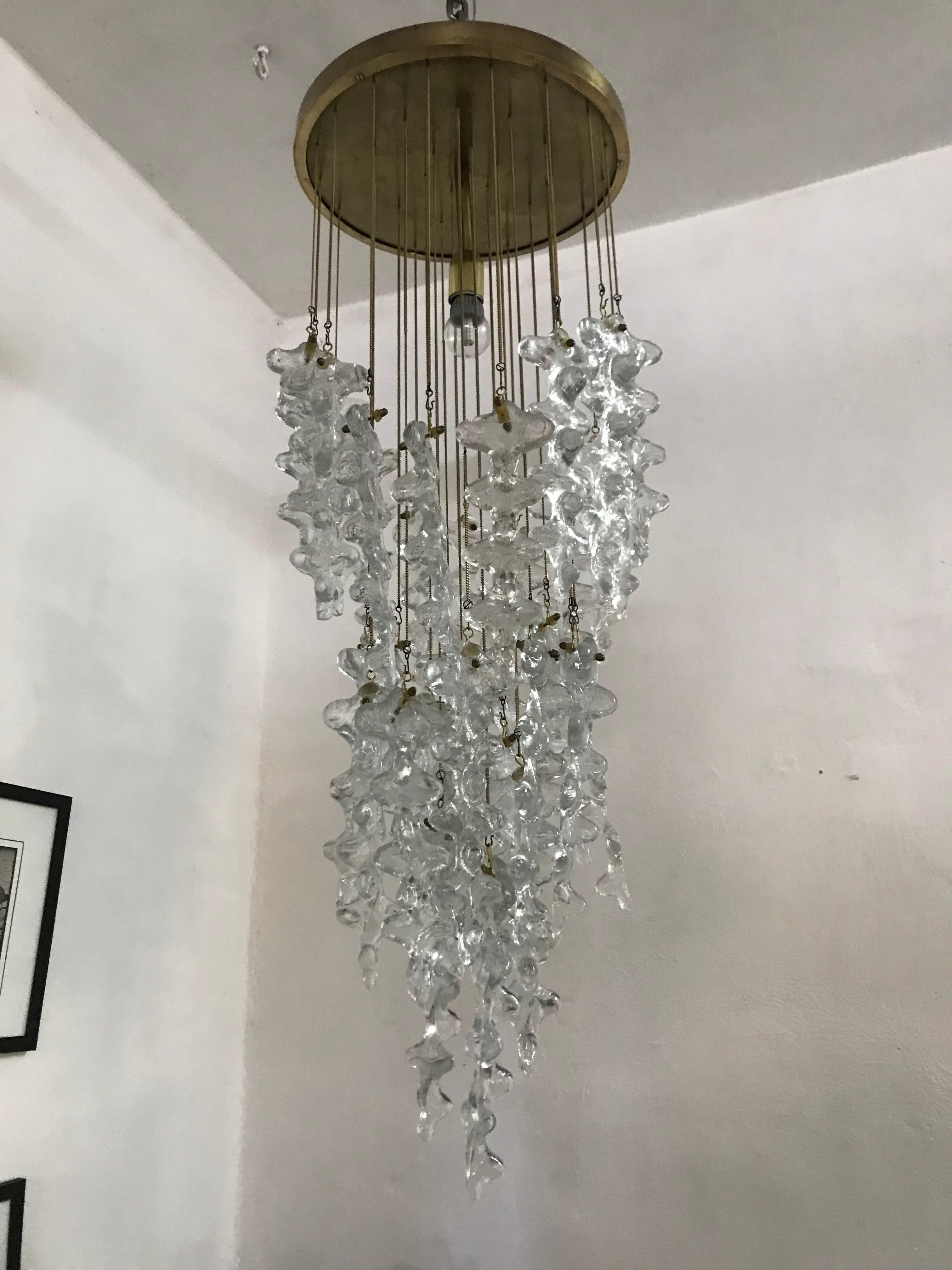 Mid-Century Modern Chandelier by Venini in Murano Glass, Italy, circa 1970 For Sale 2