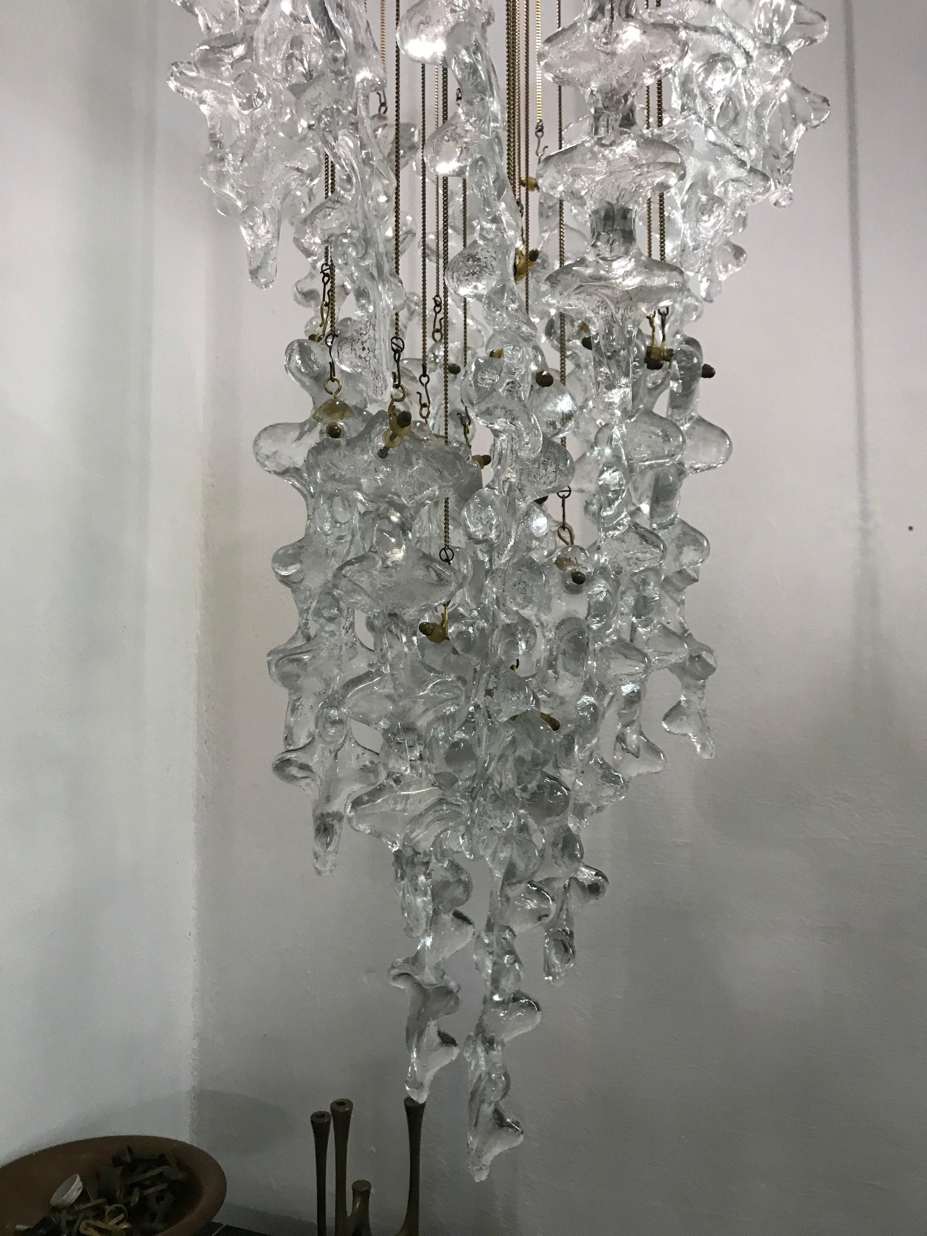Mid-Century Modern Chandelier by Venini in Murano Glass, Italy, circa 1970 For Sale 3