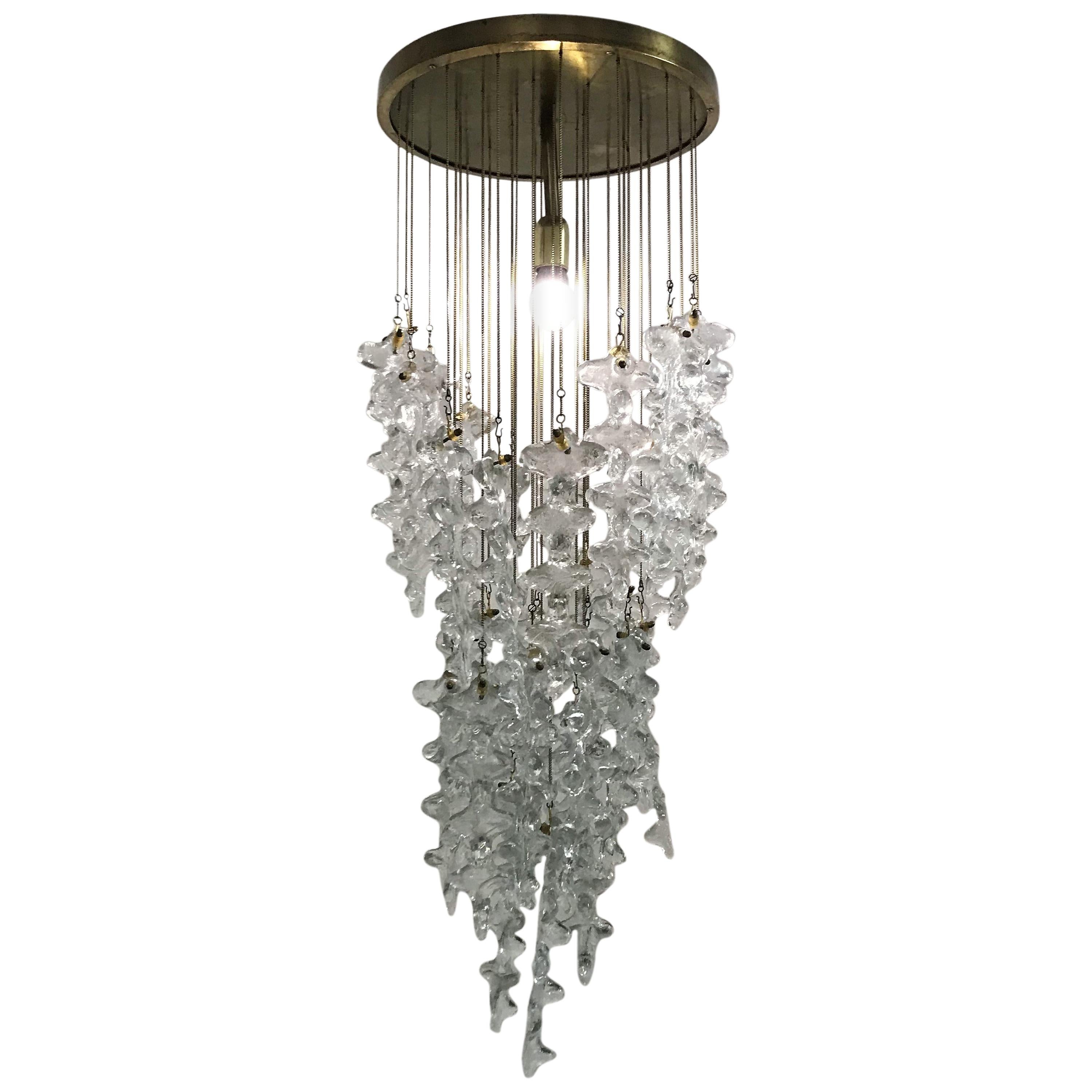 Mid-Century Modern Chandelier by Venini in Murano Glass, Italy, circa 1970 For Sale