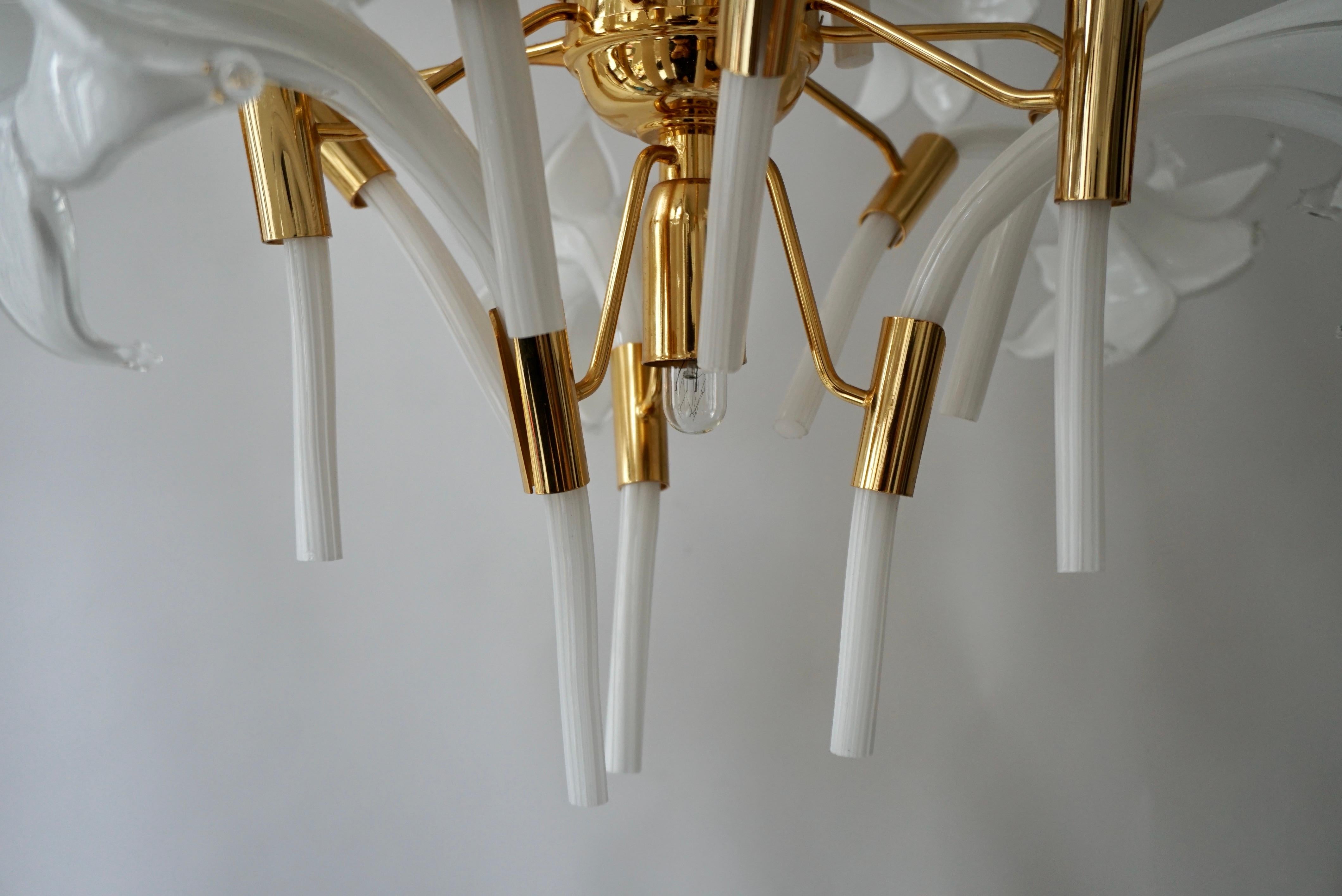Mid-Century Modern Chandelier Designed by Franco Luce with Murano Glass Flowers For Sale 5